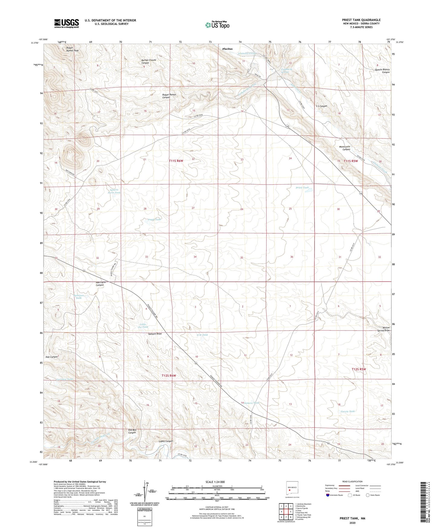 Priest Tank New Mexico US Topo Map Image