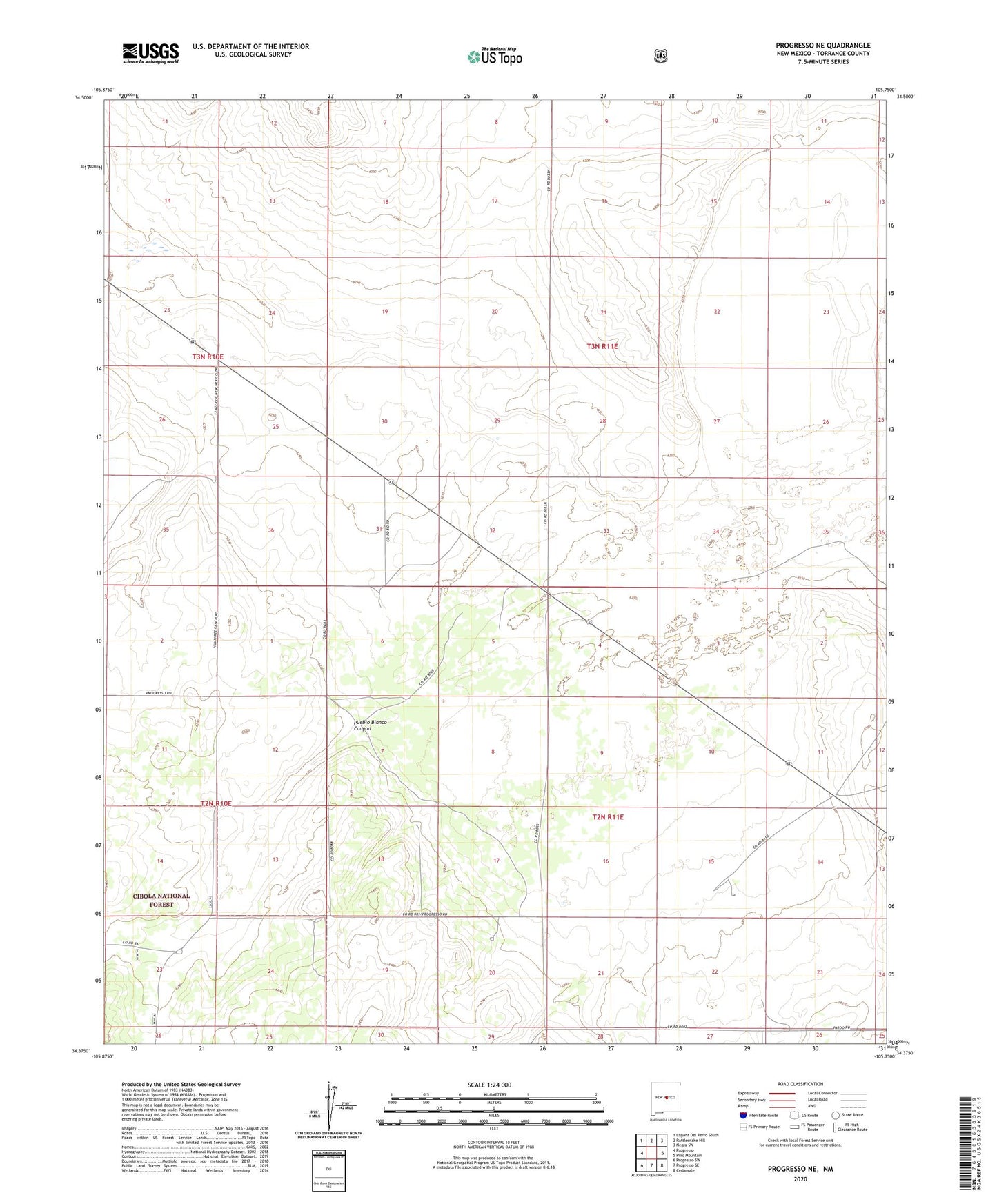 Progresso NE New Mexico US Topo Map Image