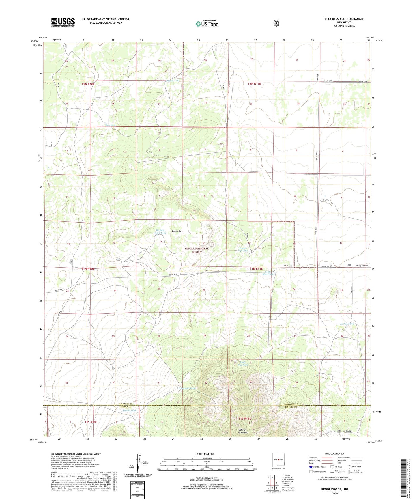 Progresso SE New Mexico US Topo Map Image