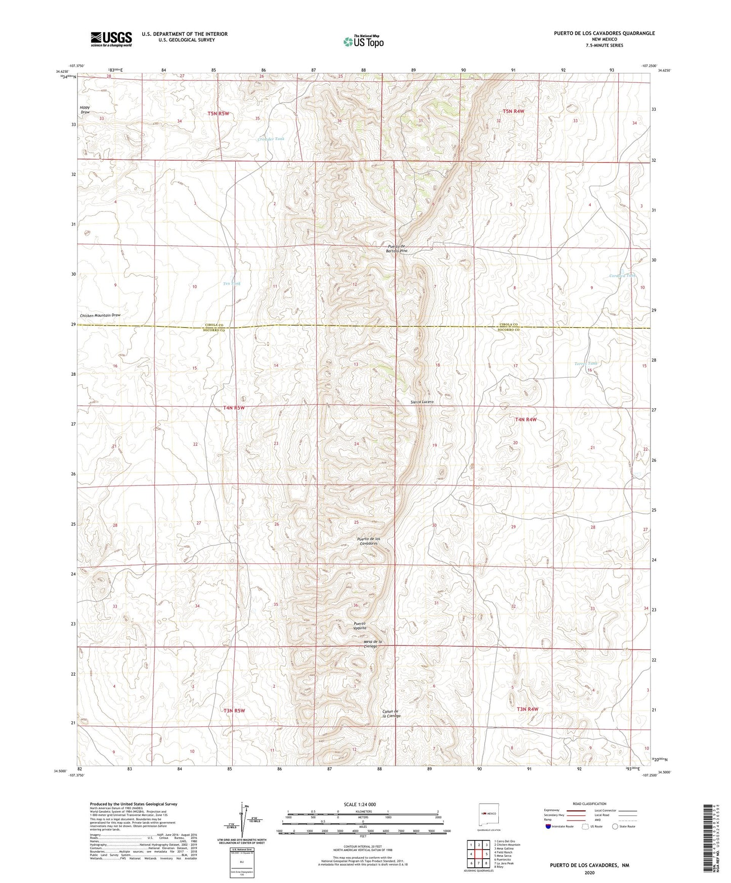 Puerto De Los Cavadores New Mexico US Topo Map Image