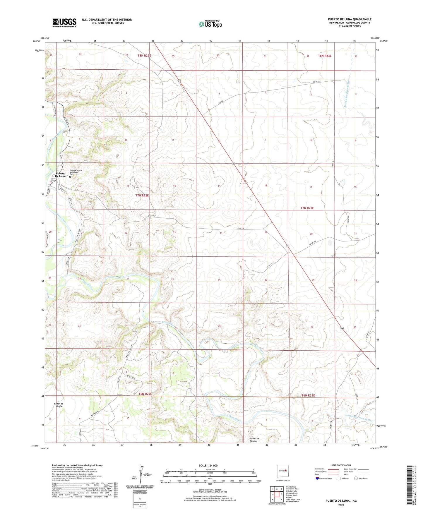 Puerto De Luna New Mexico US Topo Map Image
