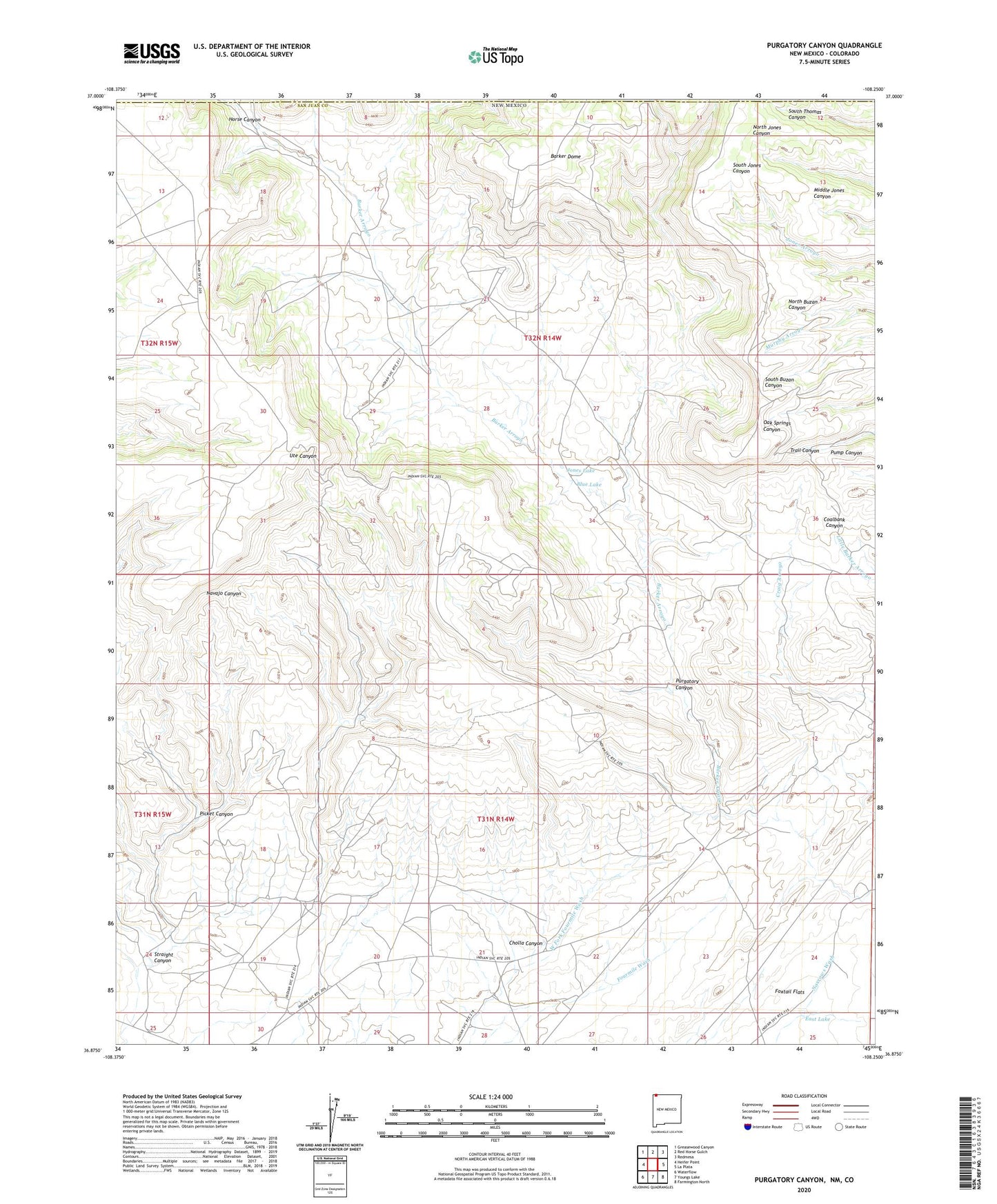Purgatory Canyon New Mexico US Topo Map Image