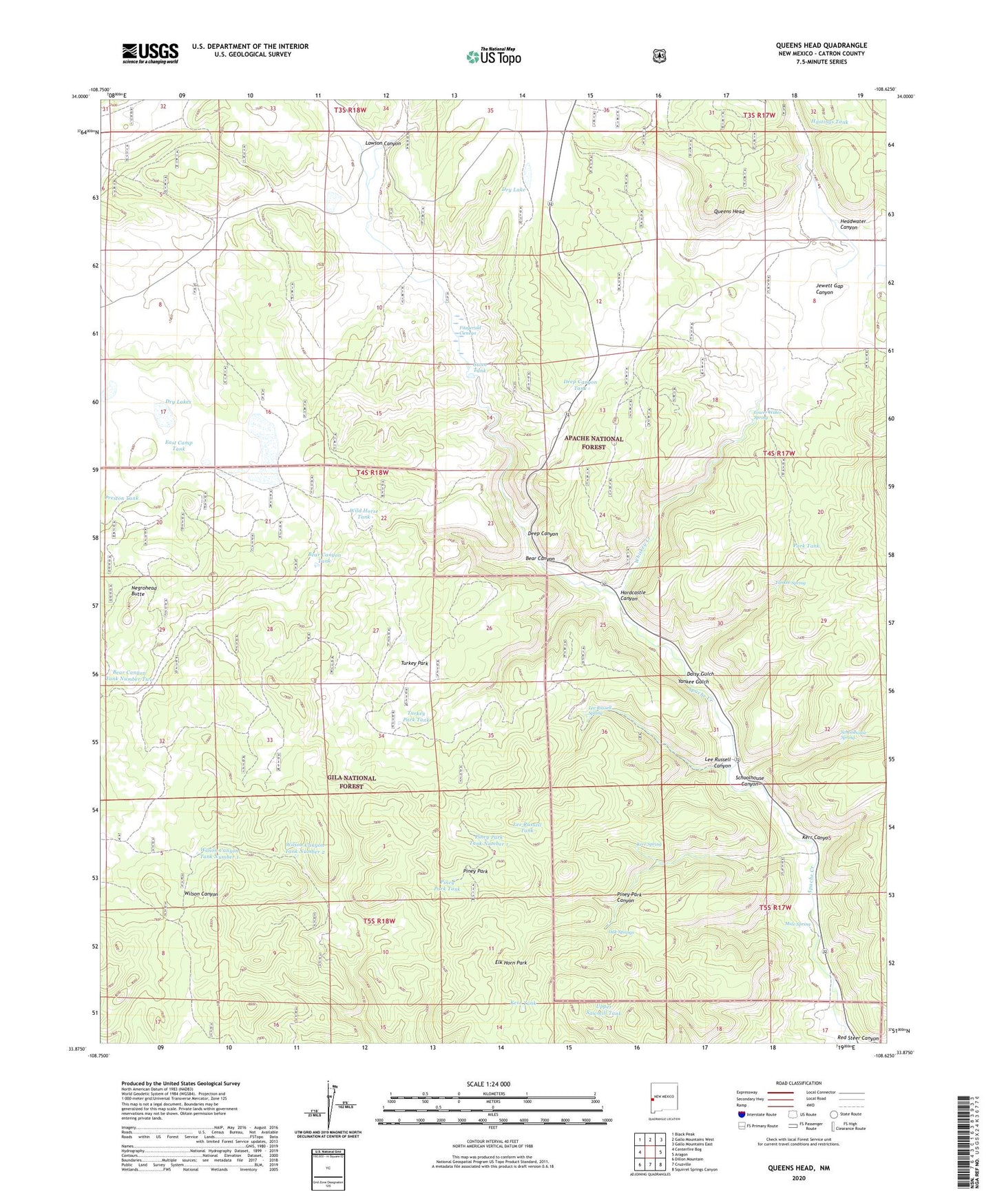 Queens Head New Mexico US Topo Map Image