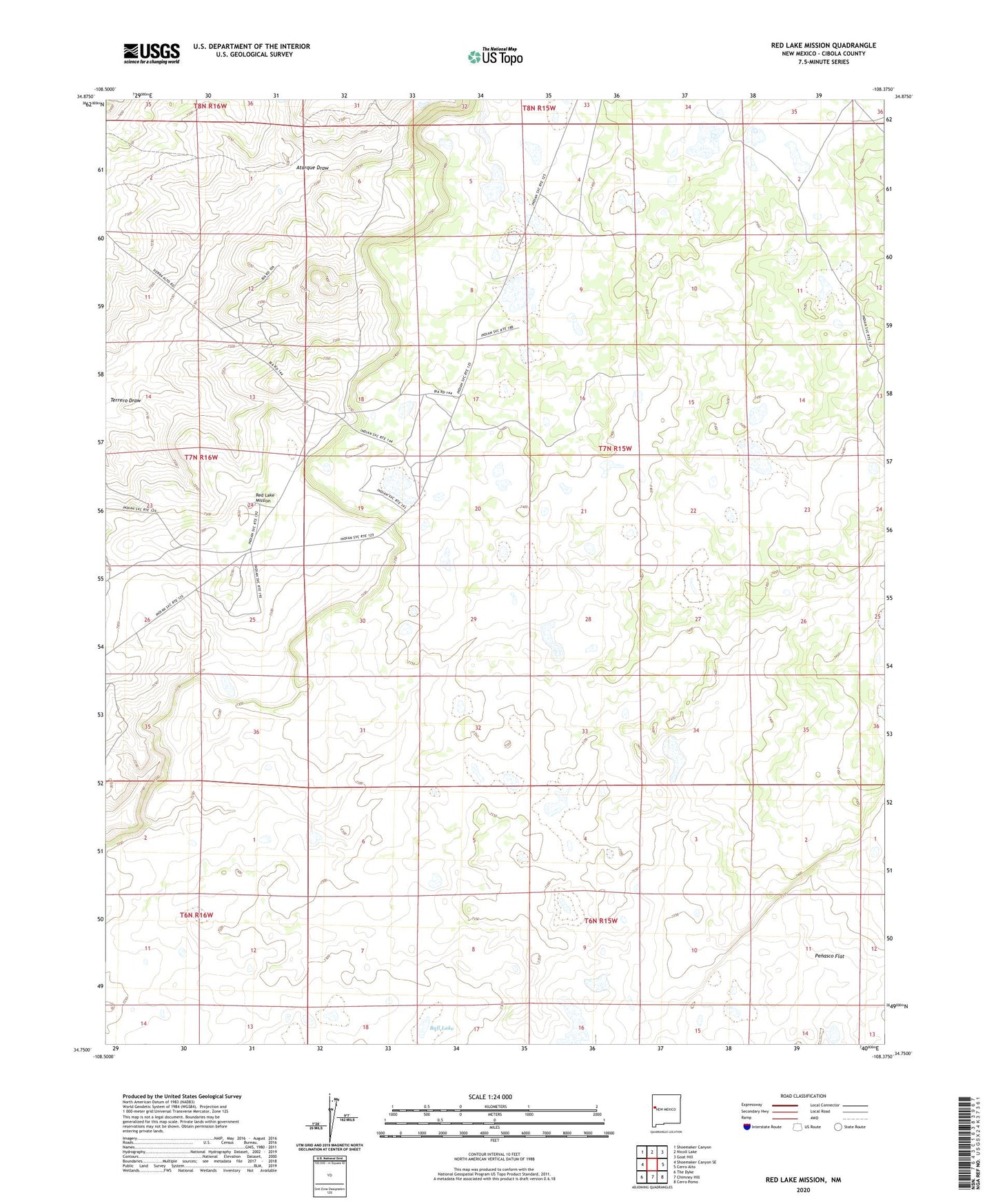 Red Lake Mission New Mexico US Topo Map Image