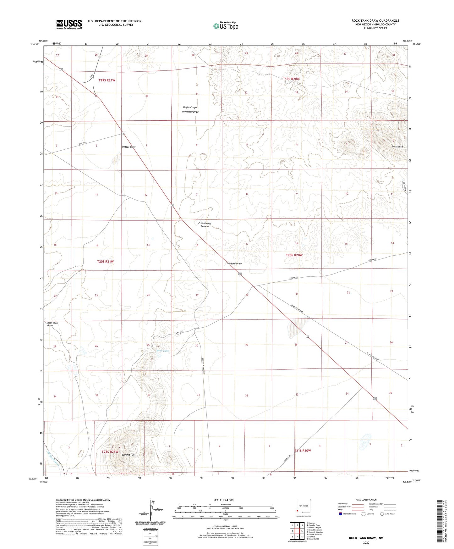 Rock Tank Draw New Mexico US Topo Map Image