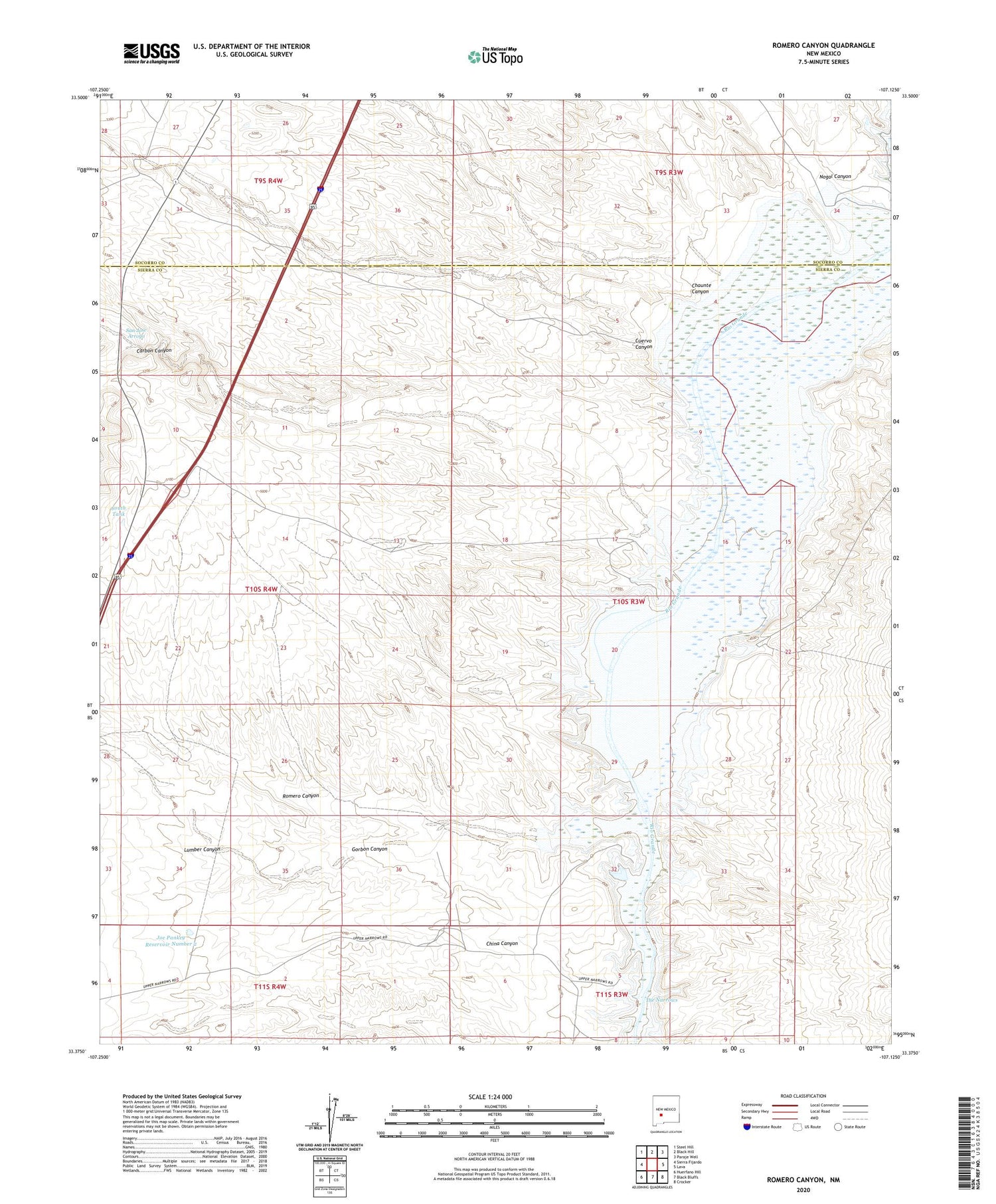 Romero Canyon New Mexico US Topo Map Image