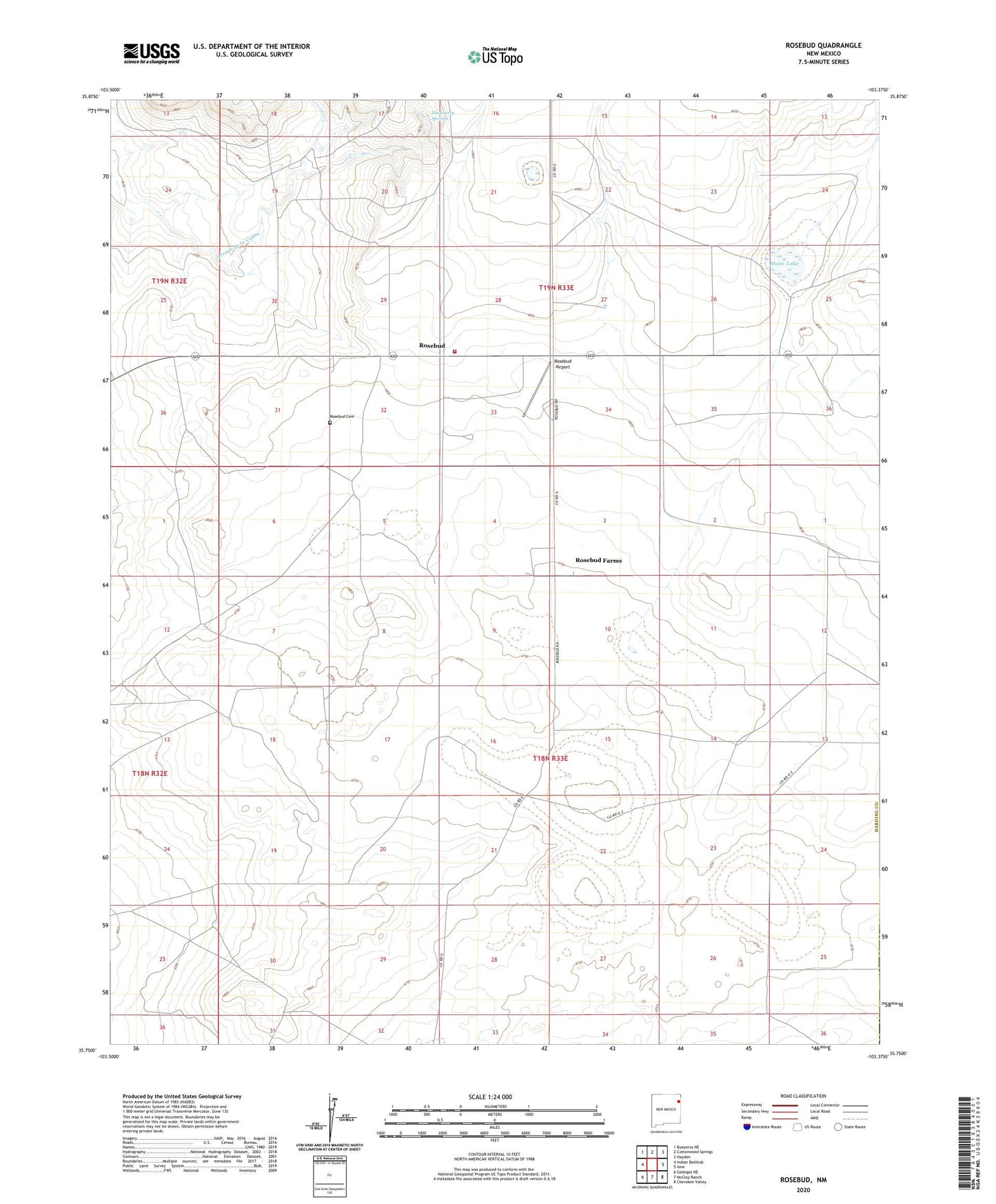 Rosebud New Mexico US Topo Map Image