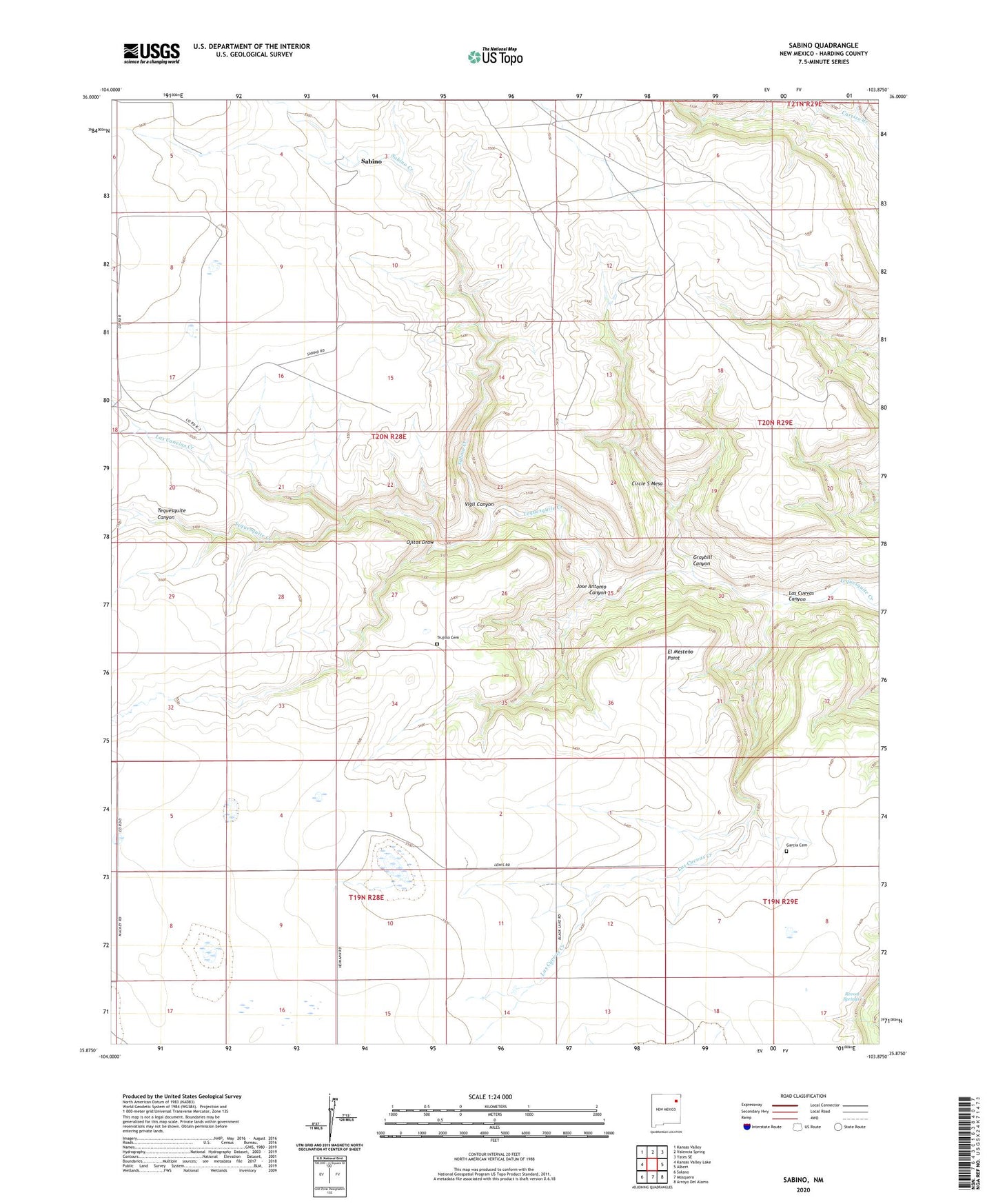 Sabino New Mexico US Topo Map Image