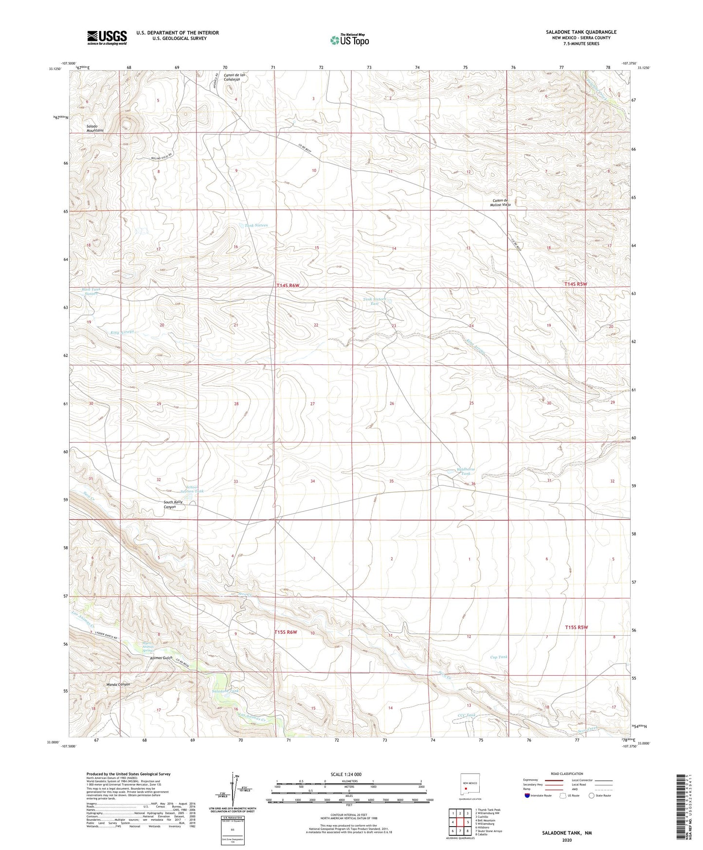 Saladone Tank New Mexico US Topo Map Image