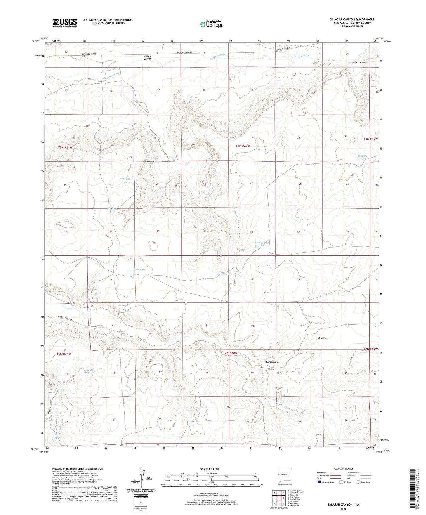 Salazar Canyon New Mexico US Topo Map Image