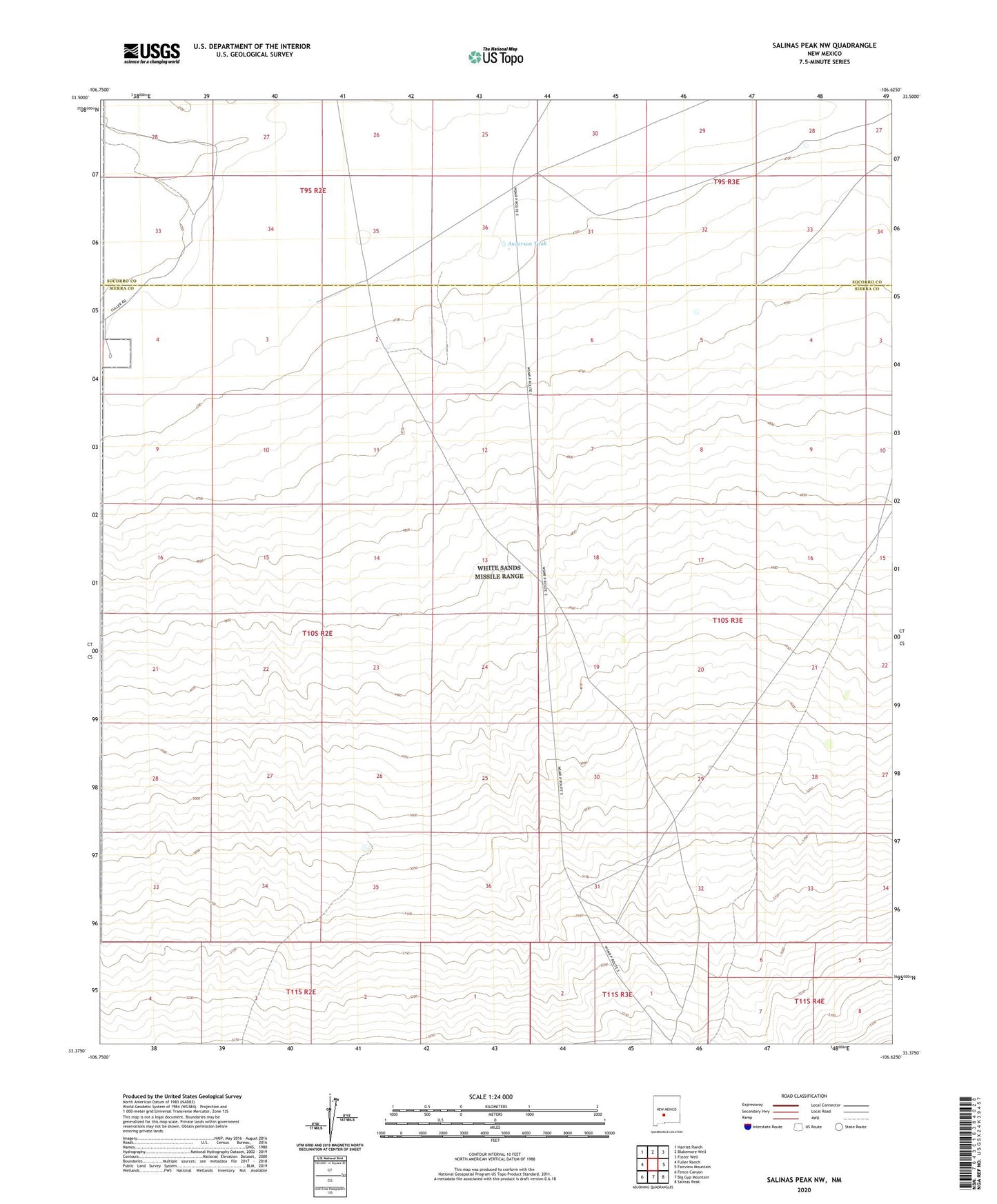 Salinas Peak NW New Mexico US Topo Map Image