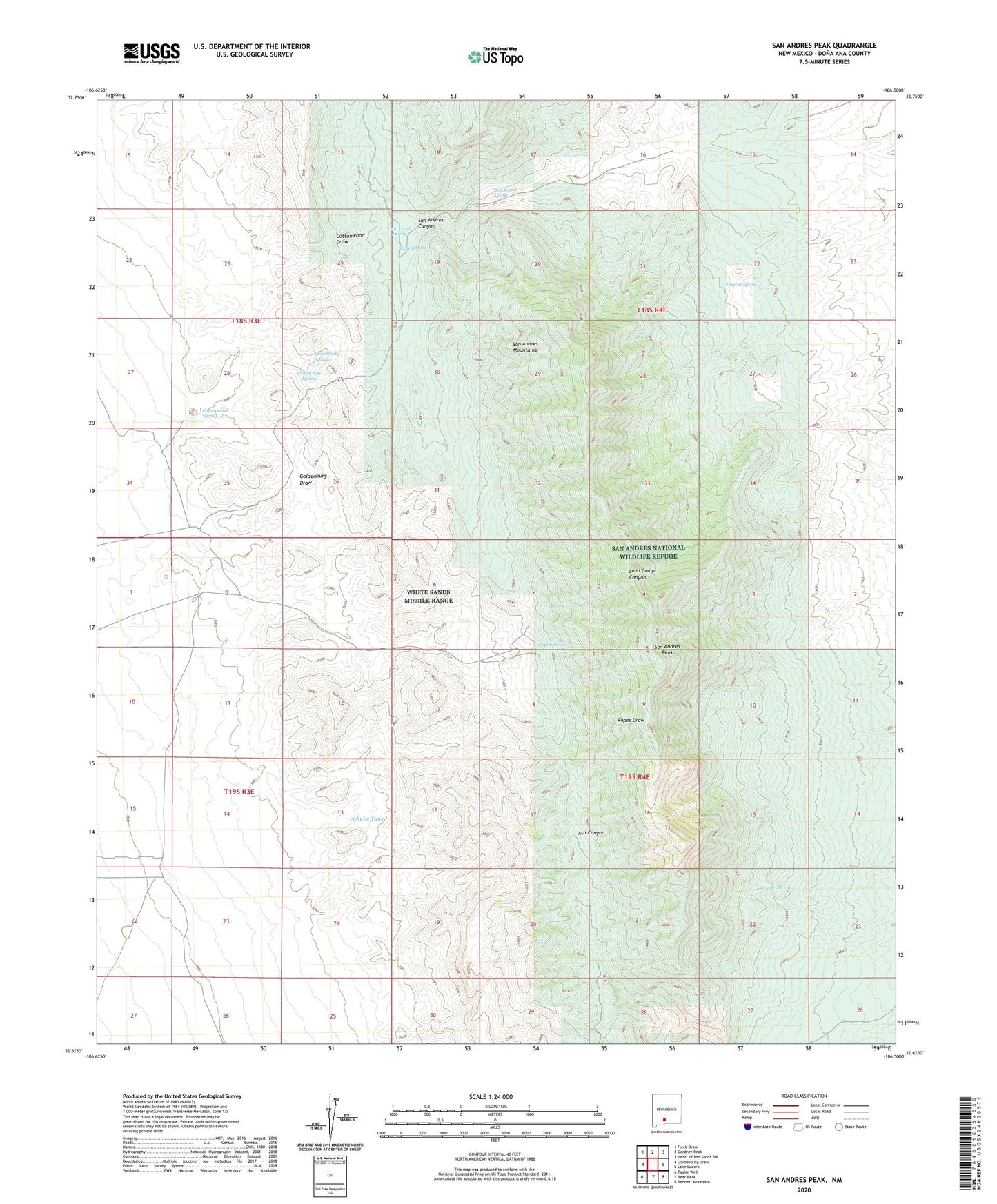San Andres Peak New Mexico US Topo Map Image