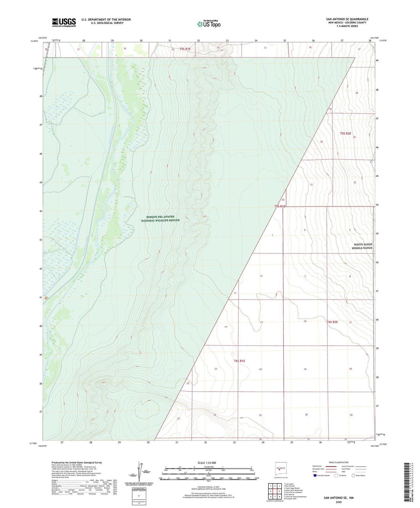San Antonio SE New Mexico US Topo Map Image