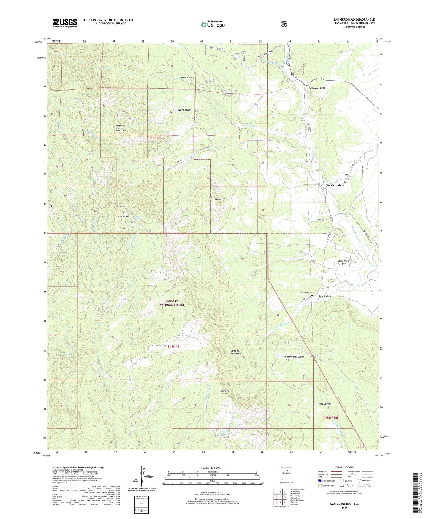 San Geronimo New Mexico US Topo Map Image