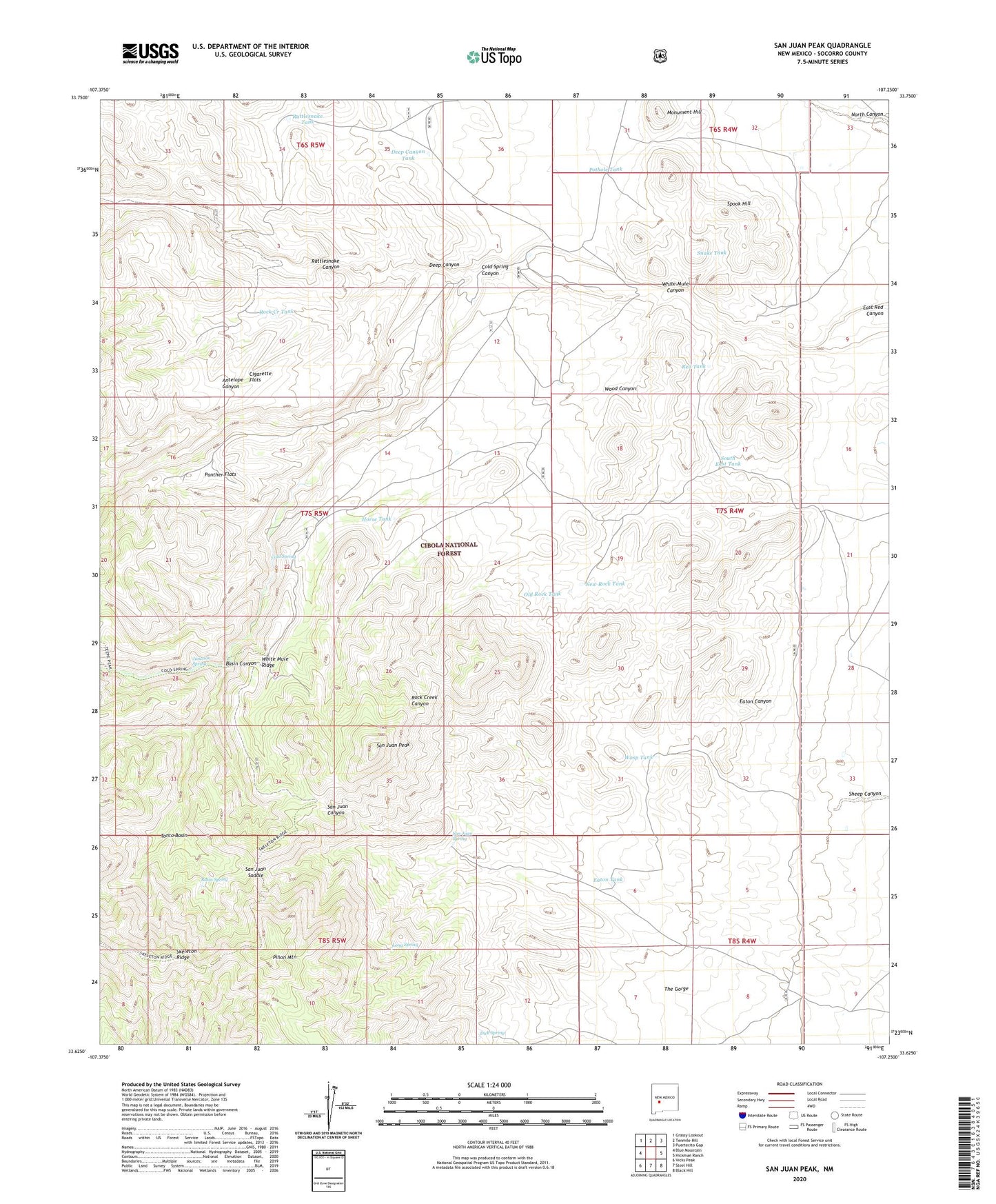 San Juan Peak New Mexico US Topo Map Image