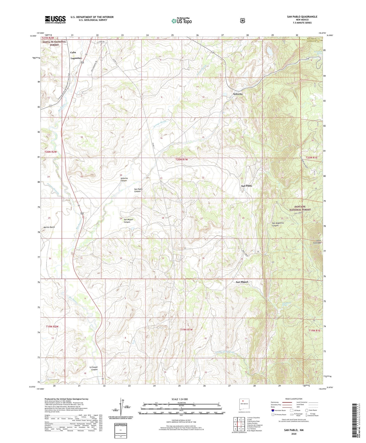 San Pablo New Mexico US Topo Map Image
