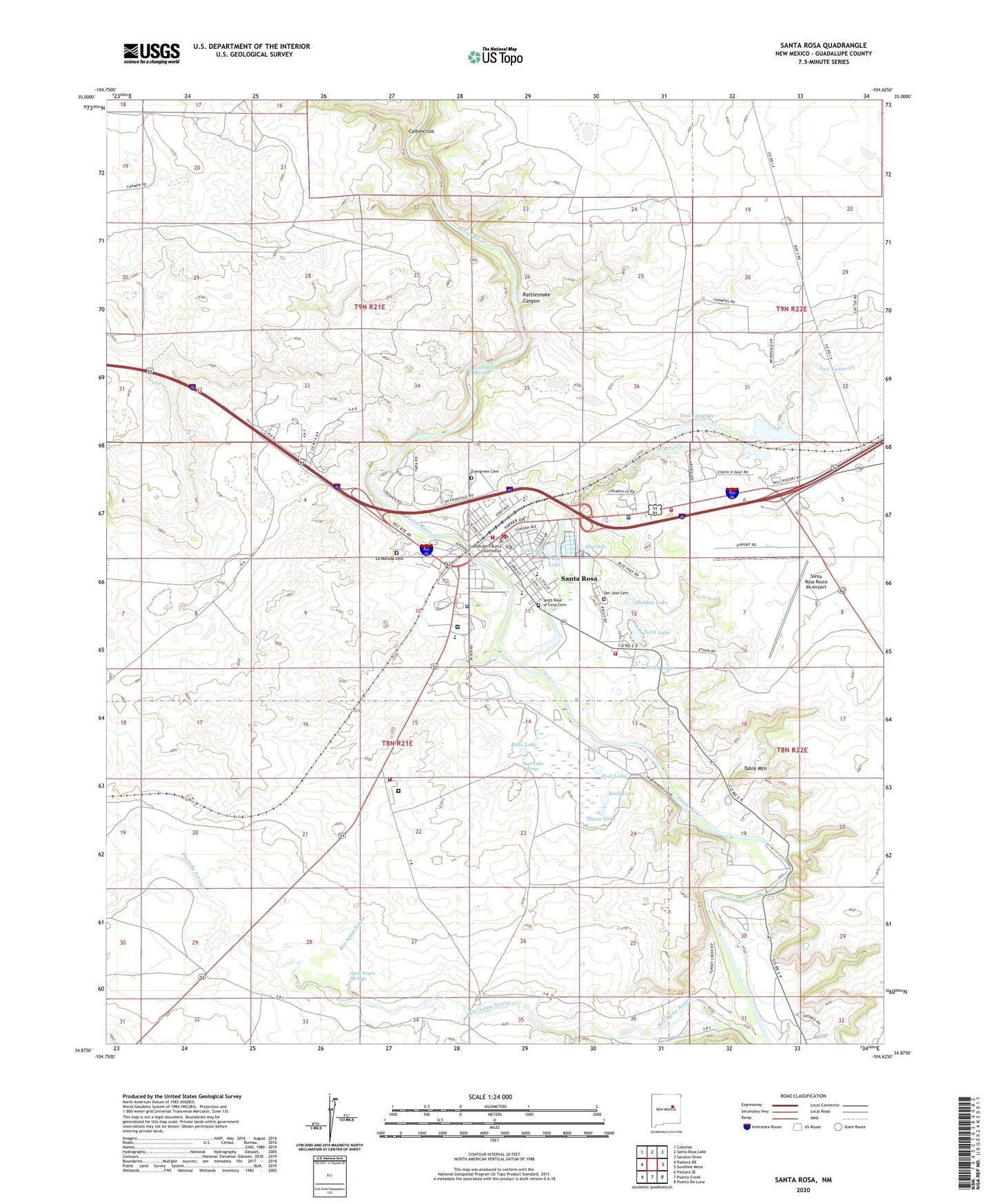 Santa Rosa New Mexico US Topo Map Image