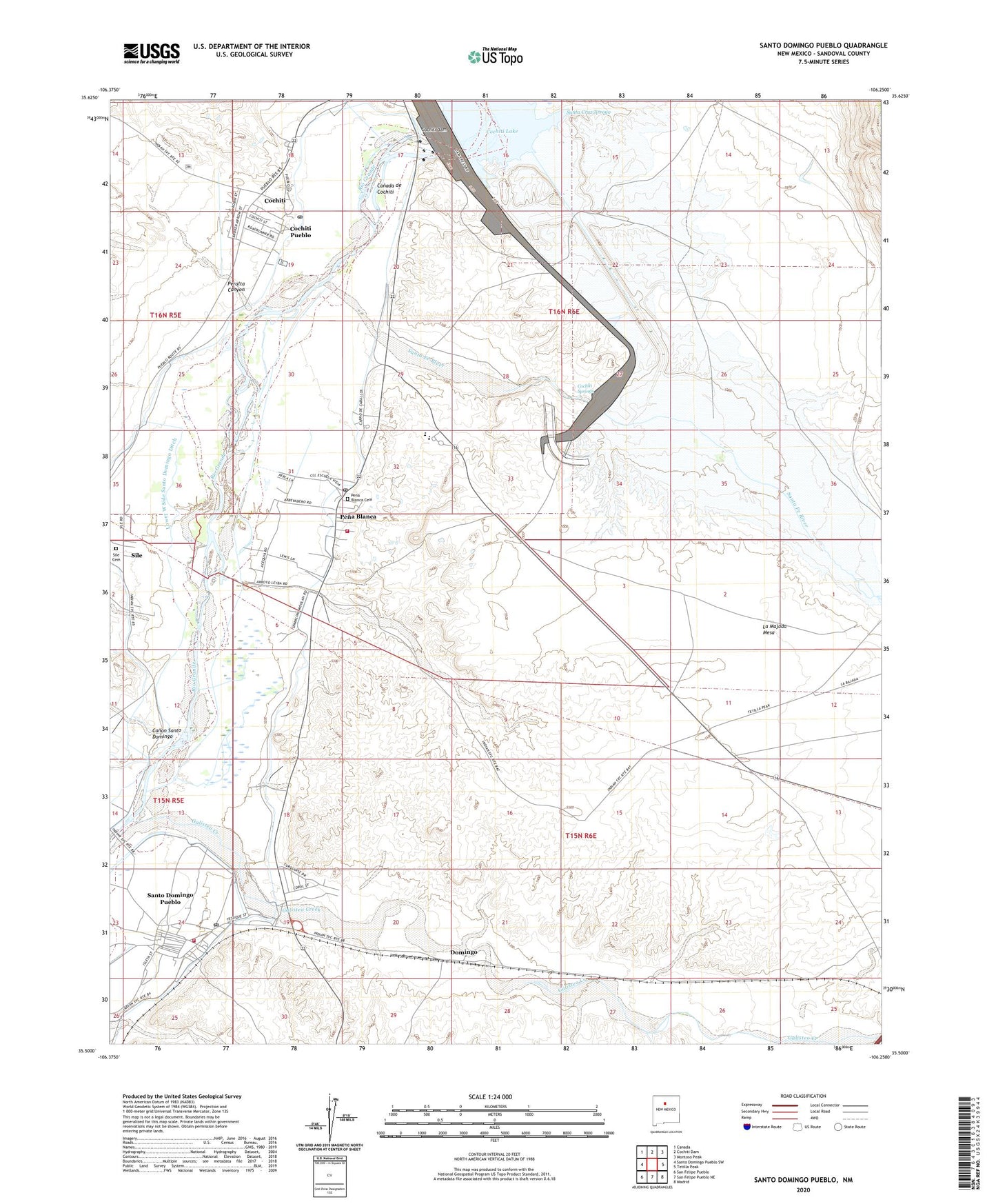 Santo Domingo Pueblo New Mexico US Topo Map Image