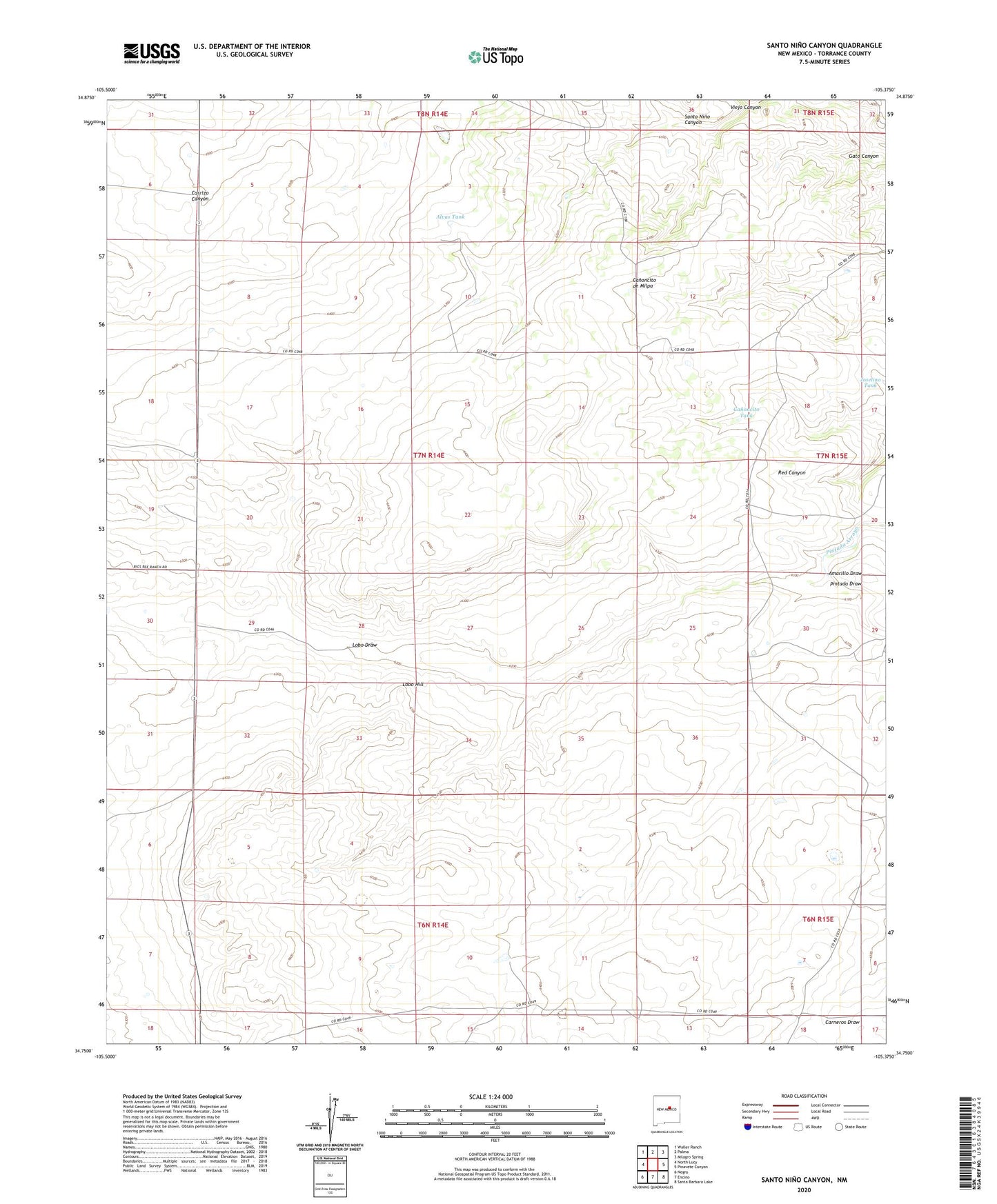 Santo Nino Canyon New Mexico US Topo Map Image
