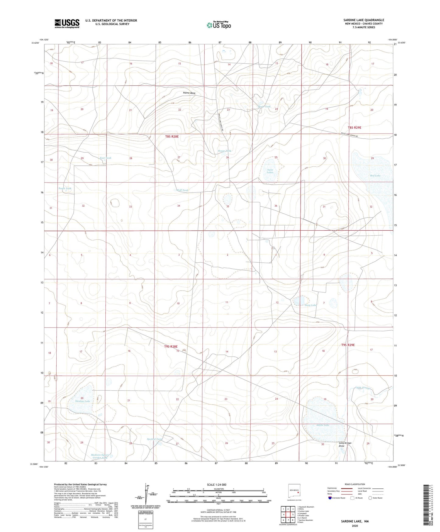 Sardine Lake New Mexico US Topo Map Image