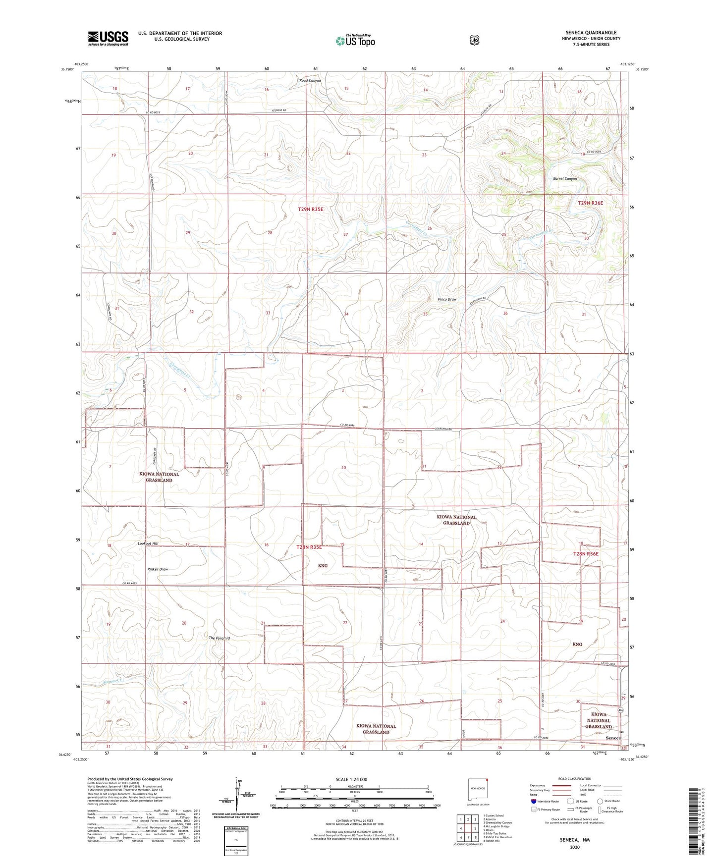 Seneca New Mexico US Topo Map Image