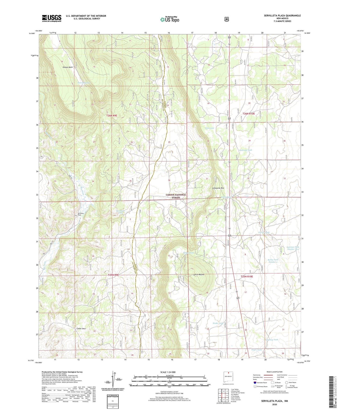 Servilleta Plaza New Mexico US Topo Map Image