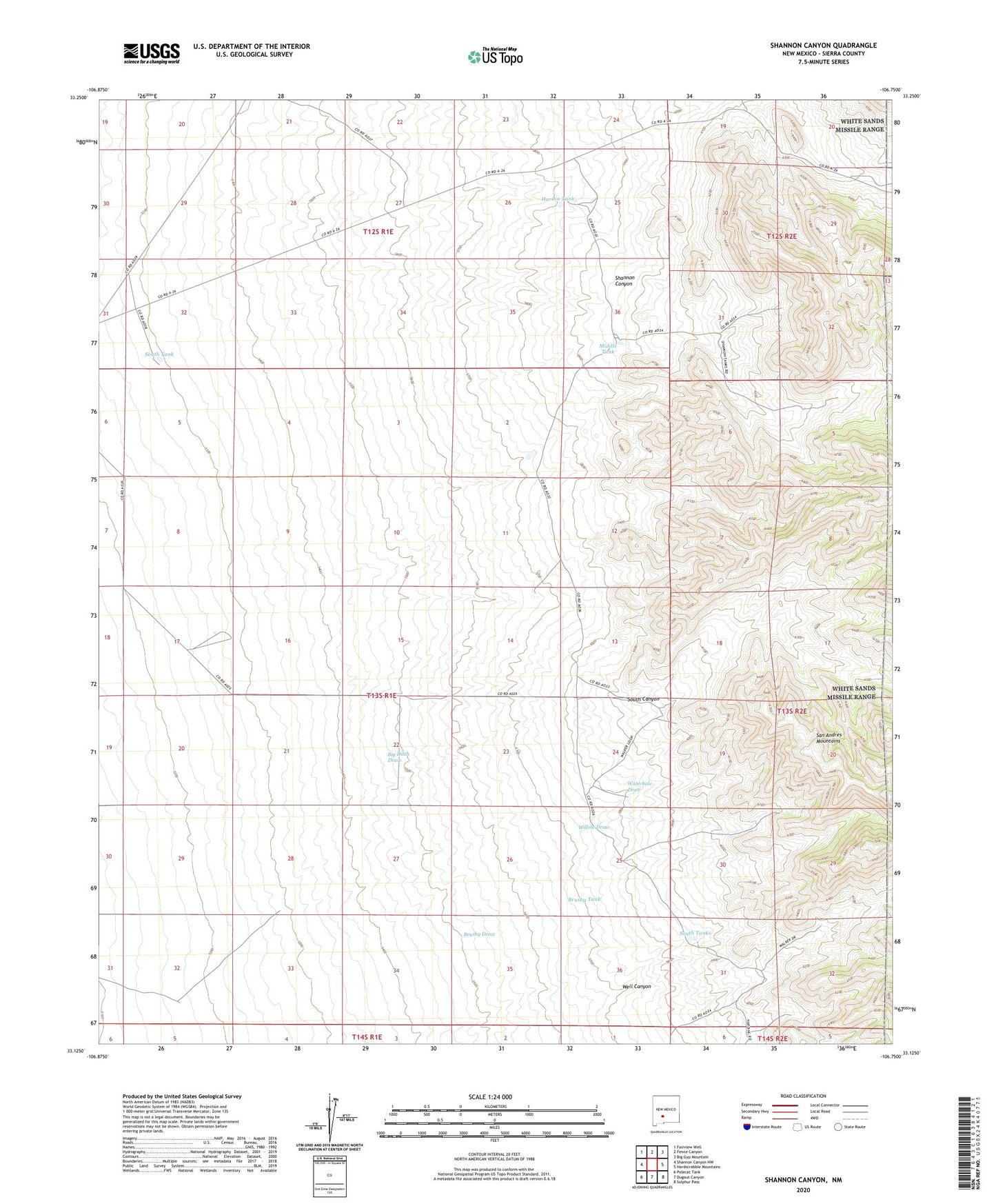 Shannon Canyon New Mexico US Topo Map Image