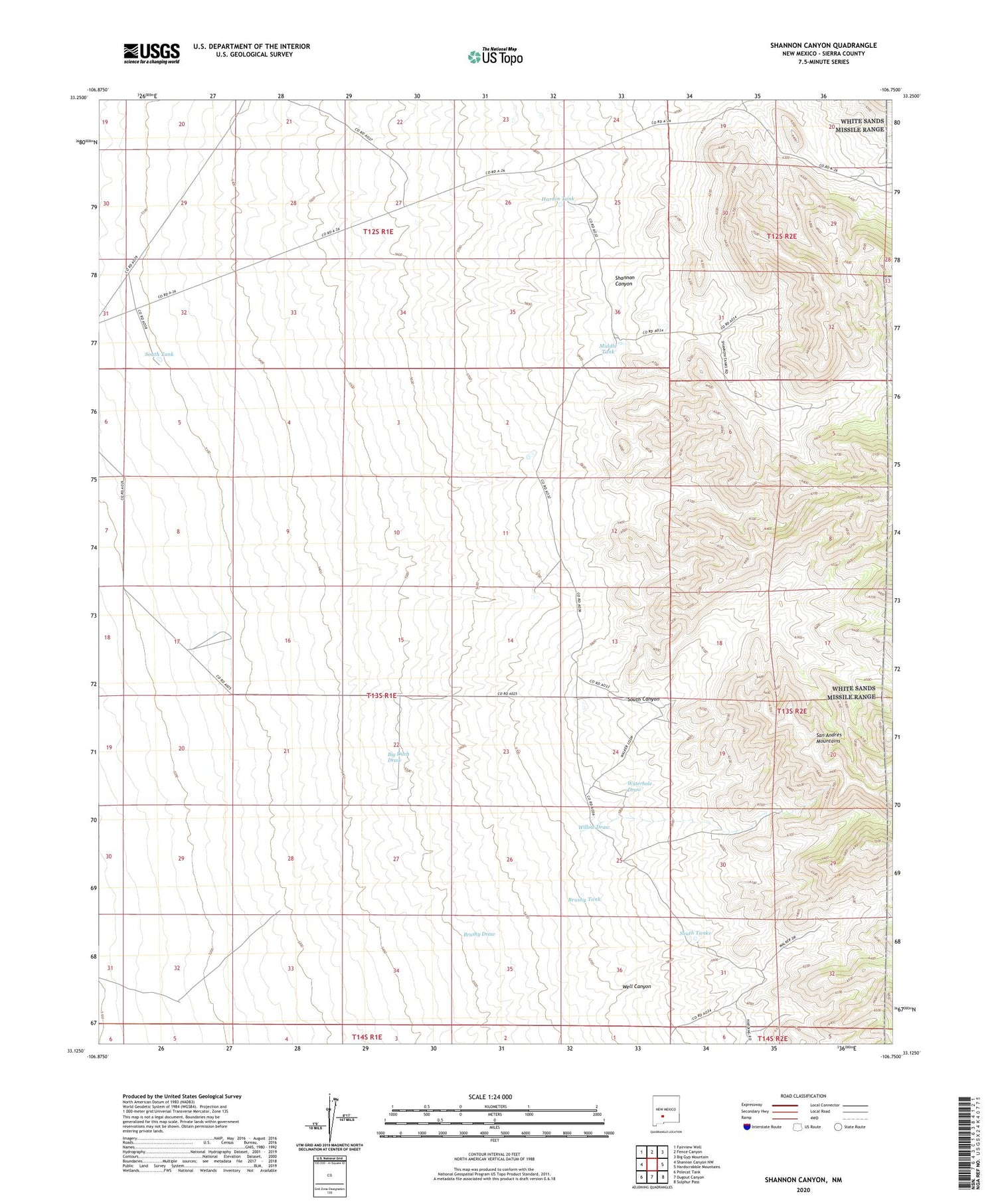 Shannon Canyon New Mexico US Topo Map Image
