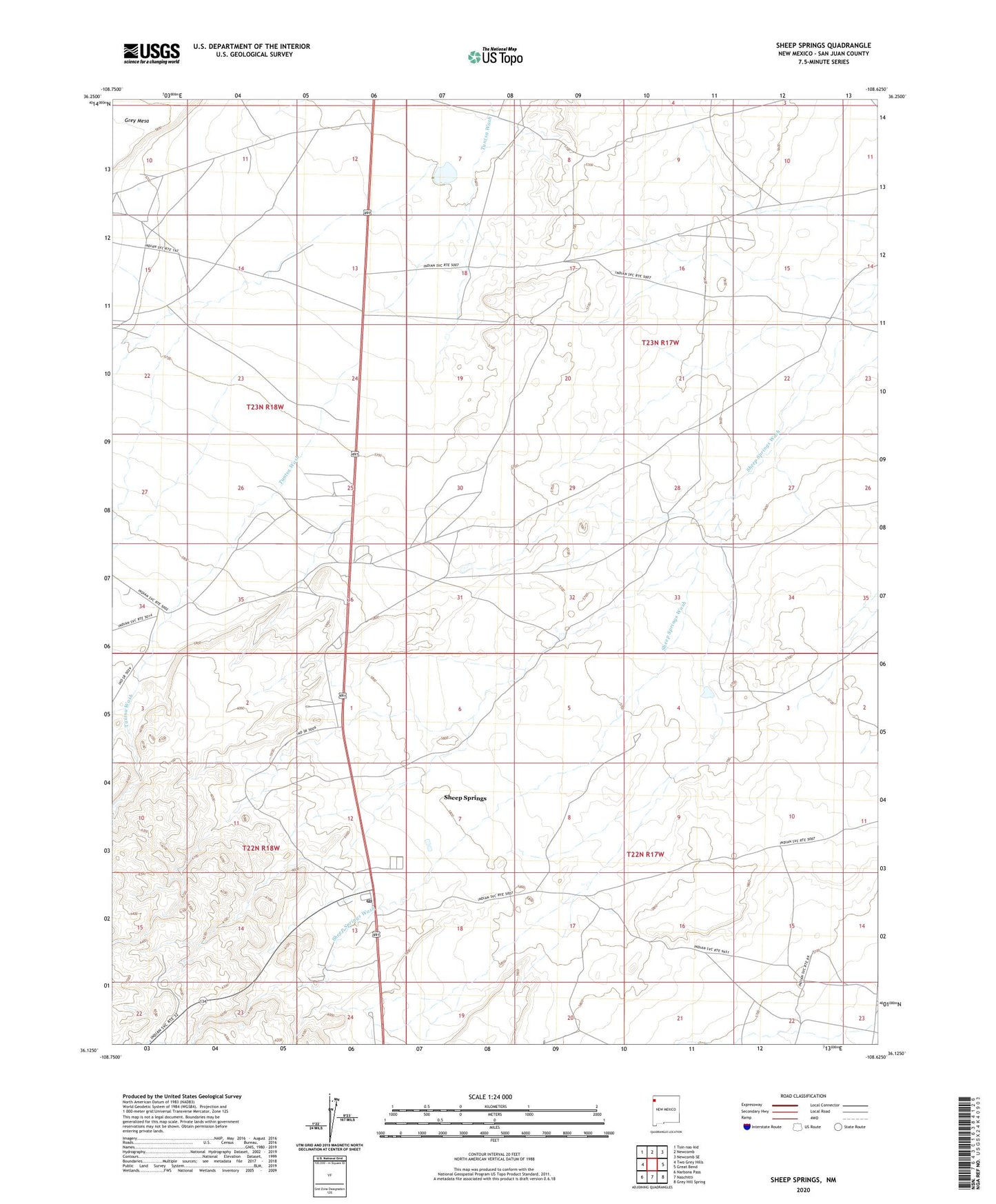 Sheep Springs New Mexico US Topo Map Image