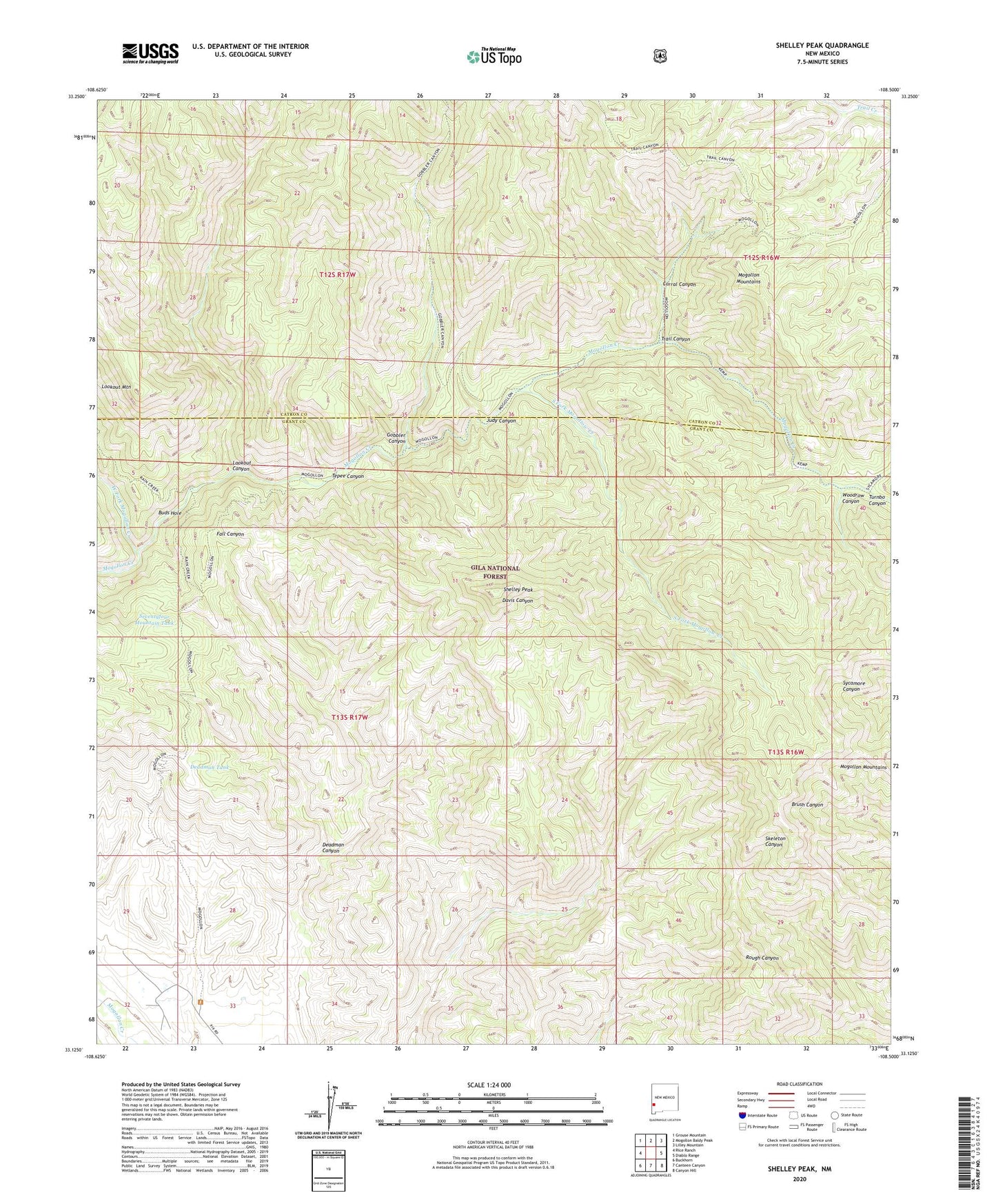 Shelley Peak New Mexico US Topo Map Image