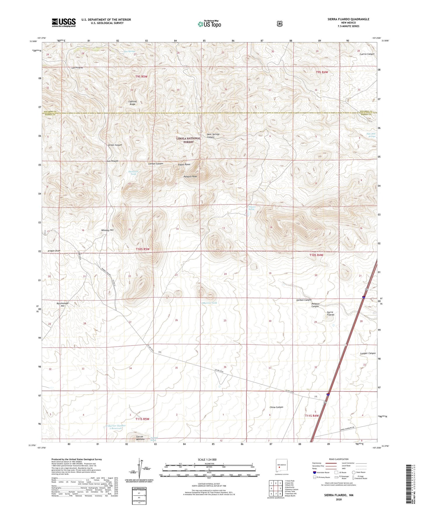 Sierra Fijardo New Mexico US Topo Map Image