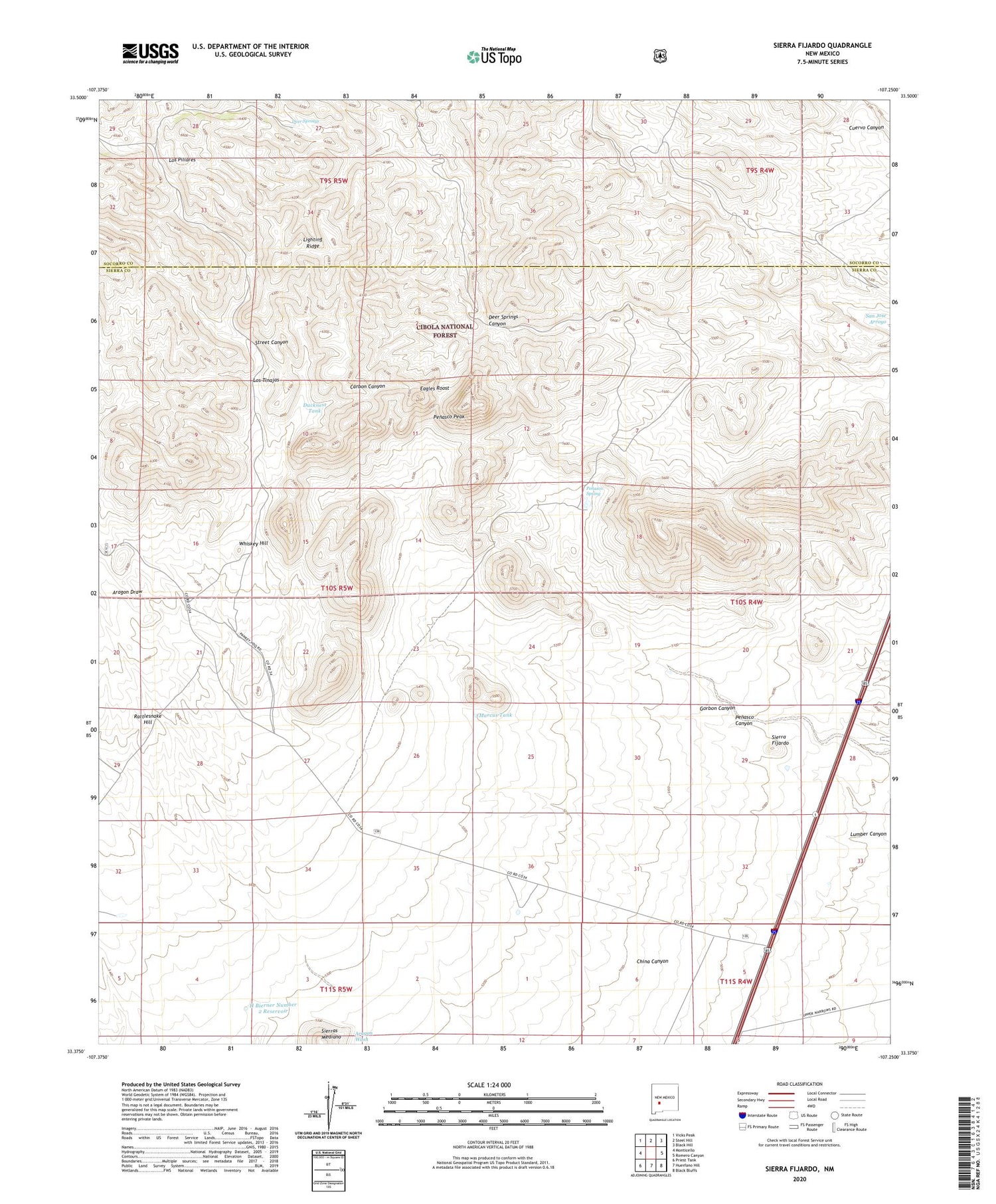 Sierra Fijardo New Mexico US Topo Map Image