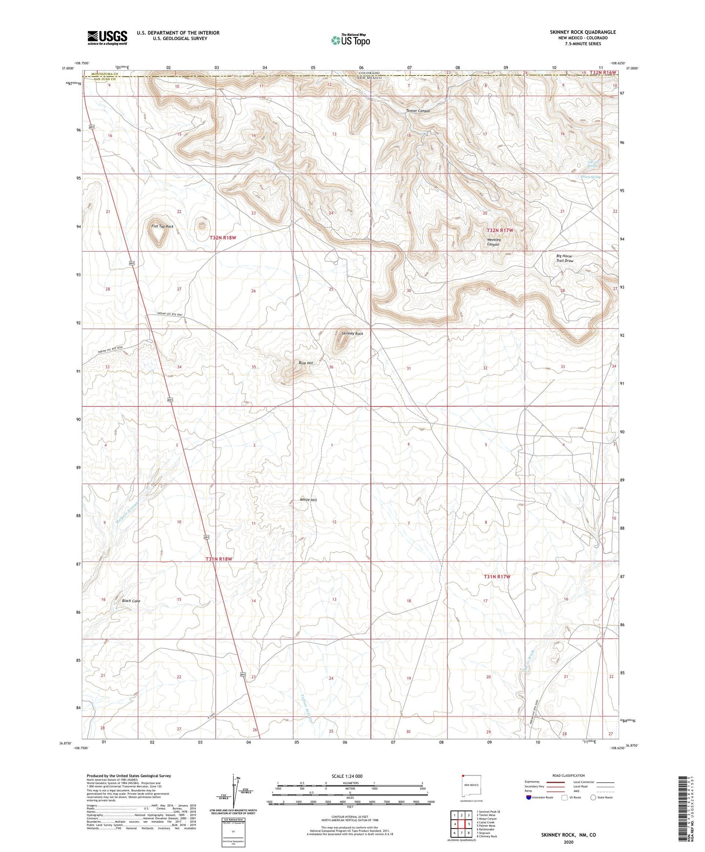 Skinney Rock New Mexico US Topo Map Image