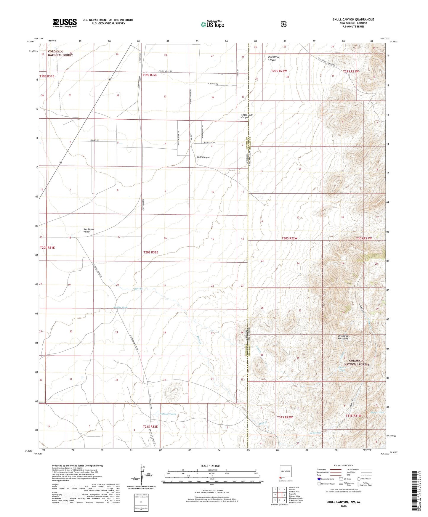 Skull Canyon New Mexico US Topo Map Image