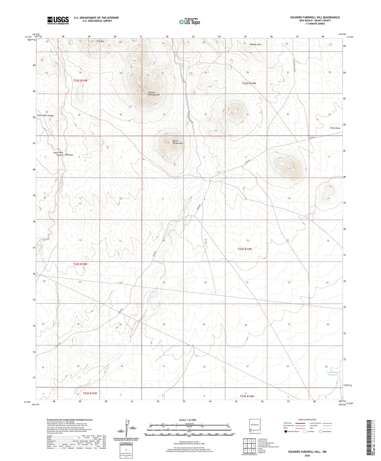 Soldiers Farewell Hill New Mexico US Topo Map Image