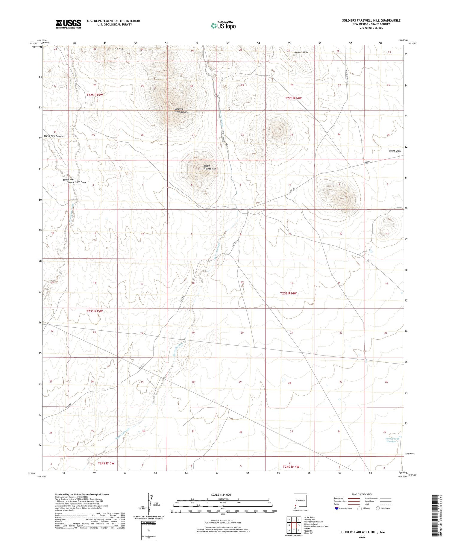 Soldiers Farewell Hill New Mexico US Topo Map Image