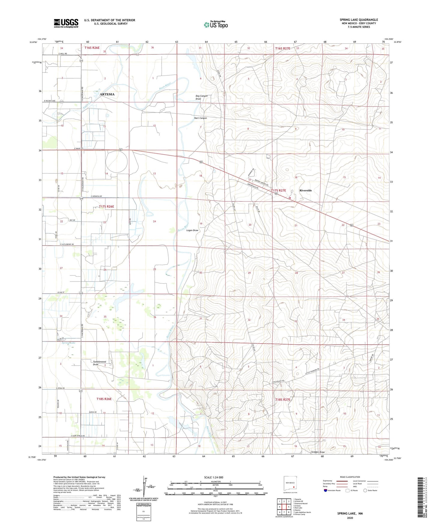 Spring Lake New Mexico US Topo Map Image