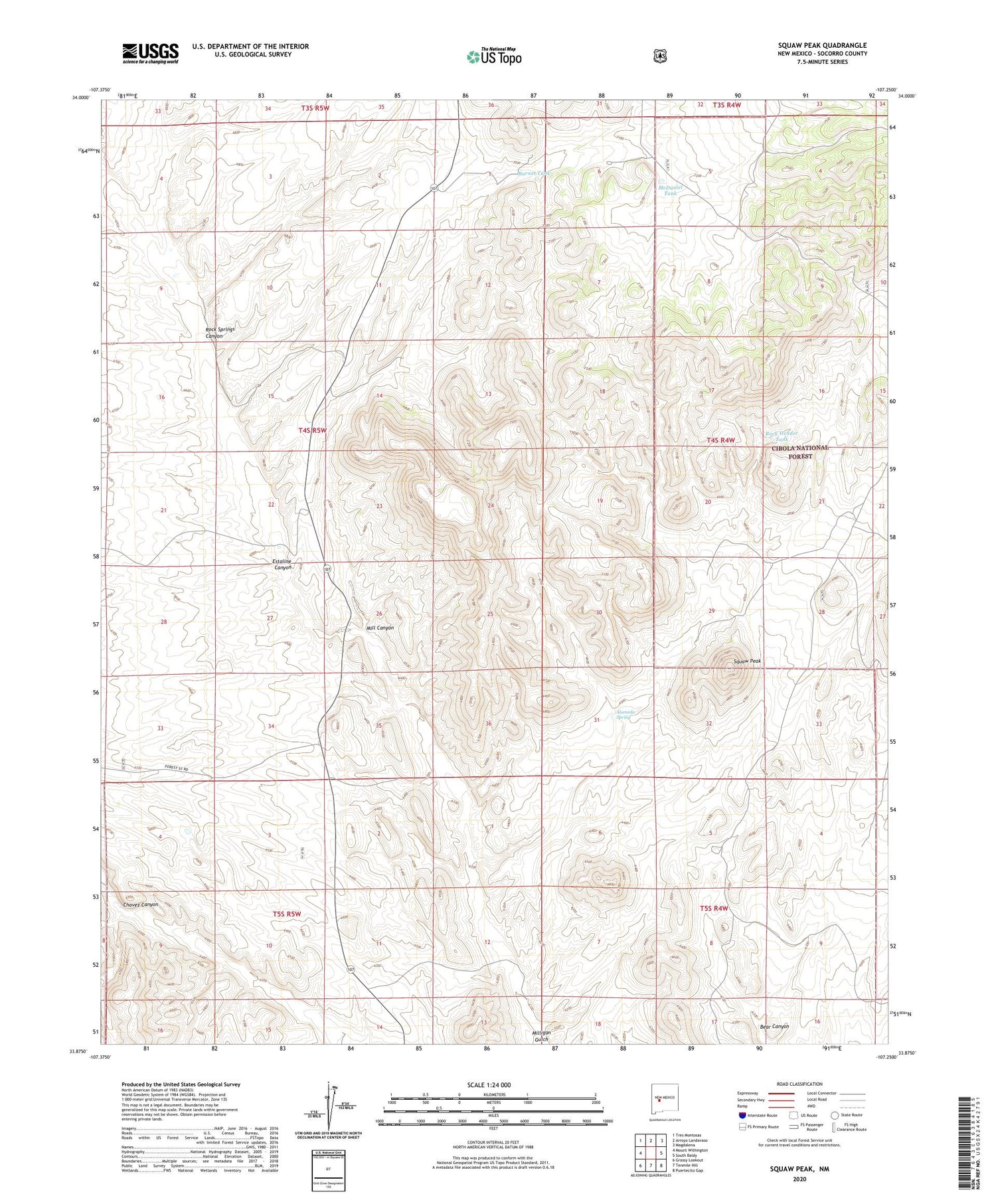 Squaw Peak New Mexico US Topo Map Image