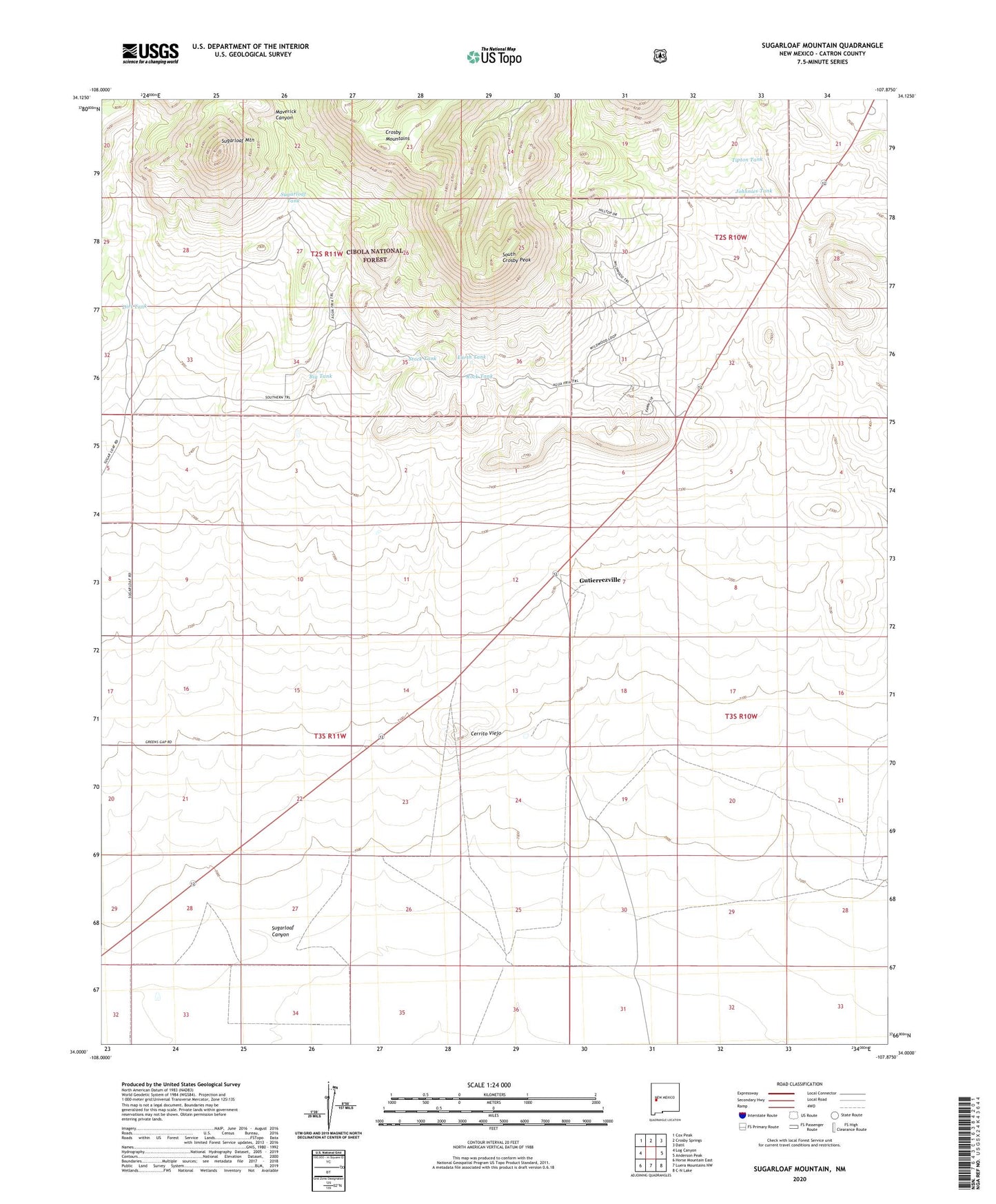 Sugarloaf Mountain New Mexico US Topo Map Image