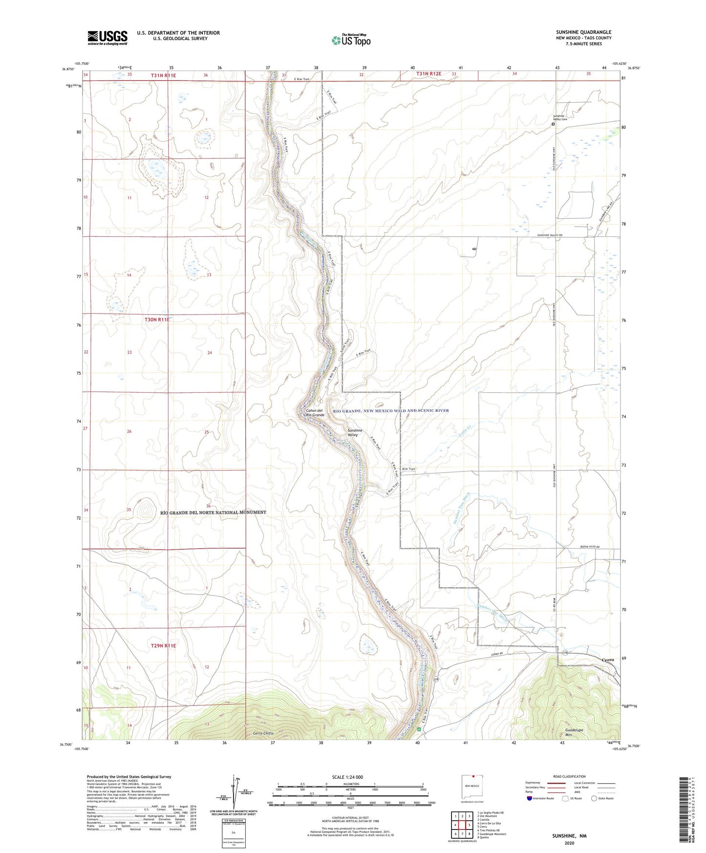 Sunshine New Mexico US Topo Map Image