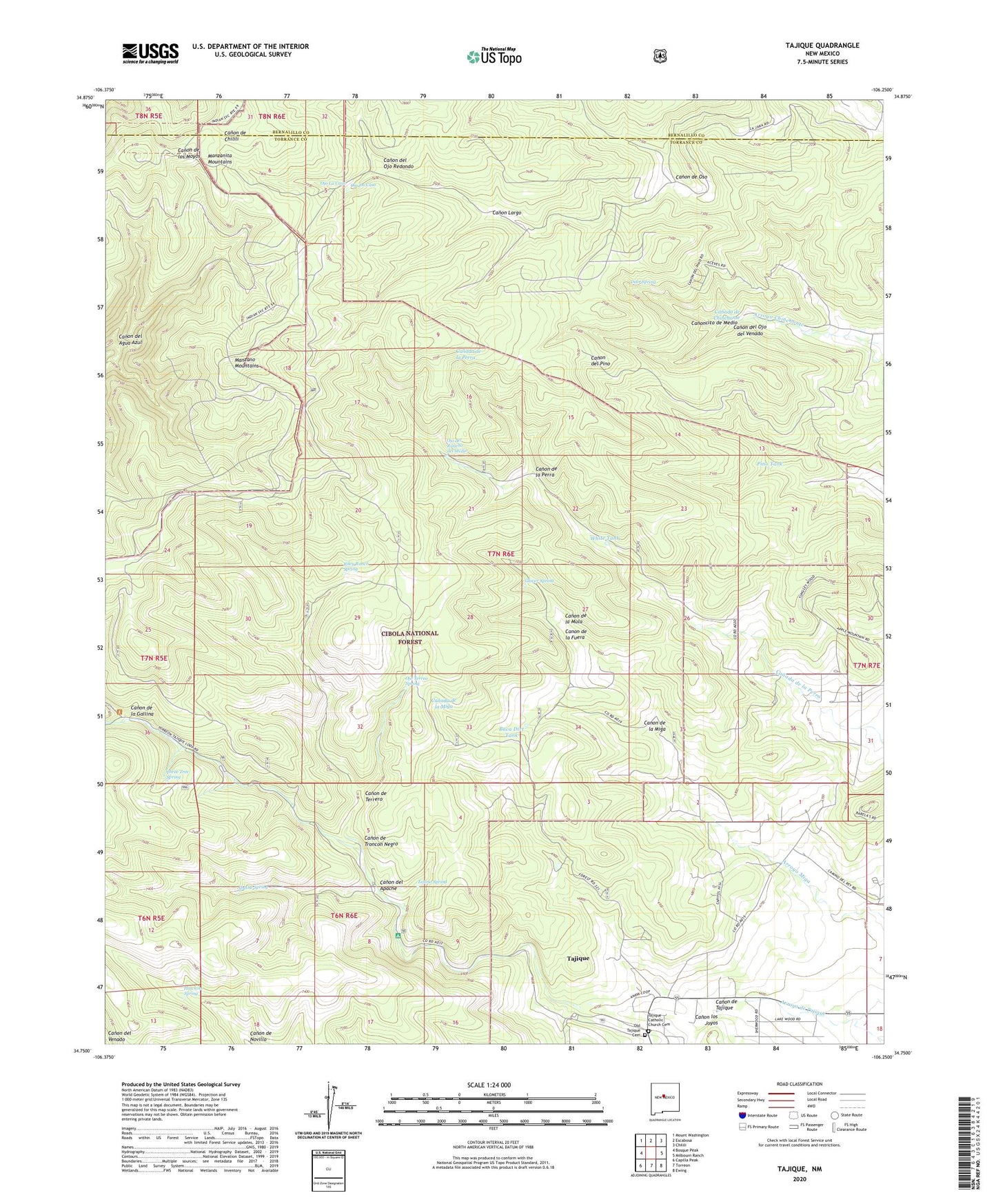 Tajique New Mexico US Topo Map Image