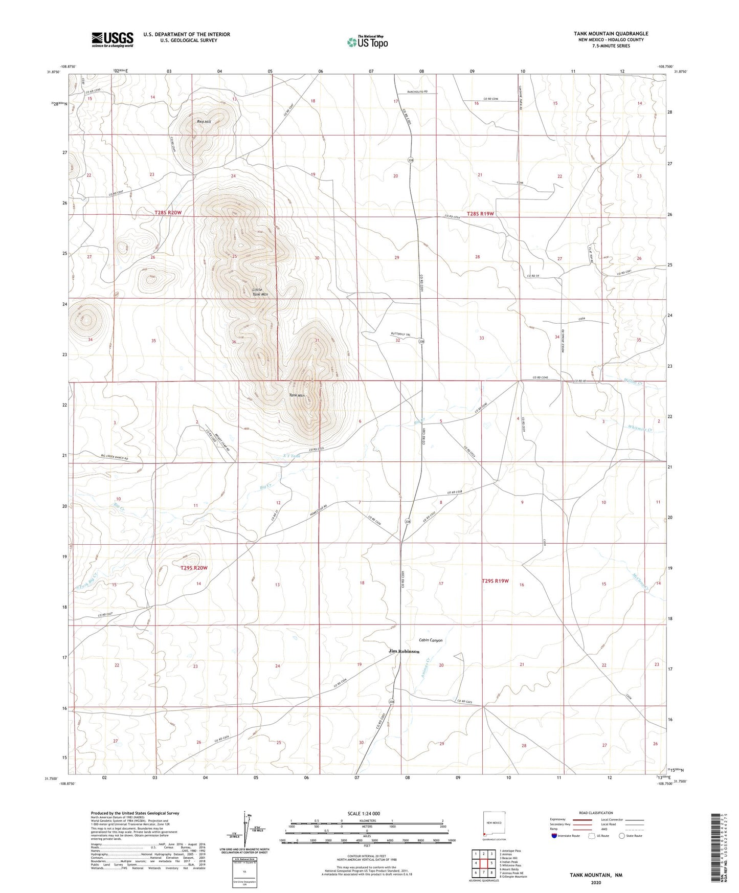 Tank Mountain New Mexico US Topo Map Image