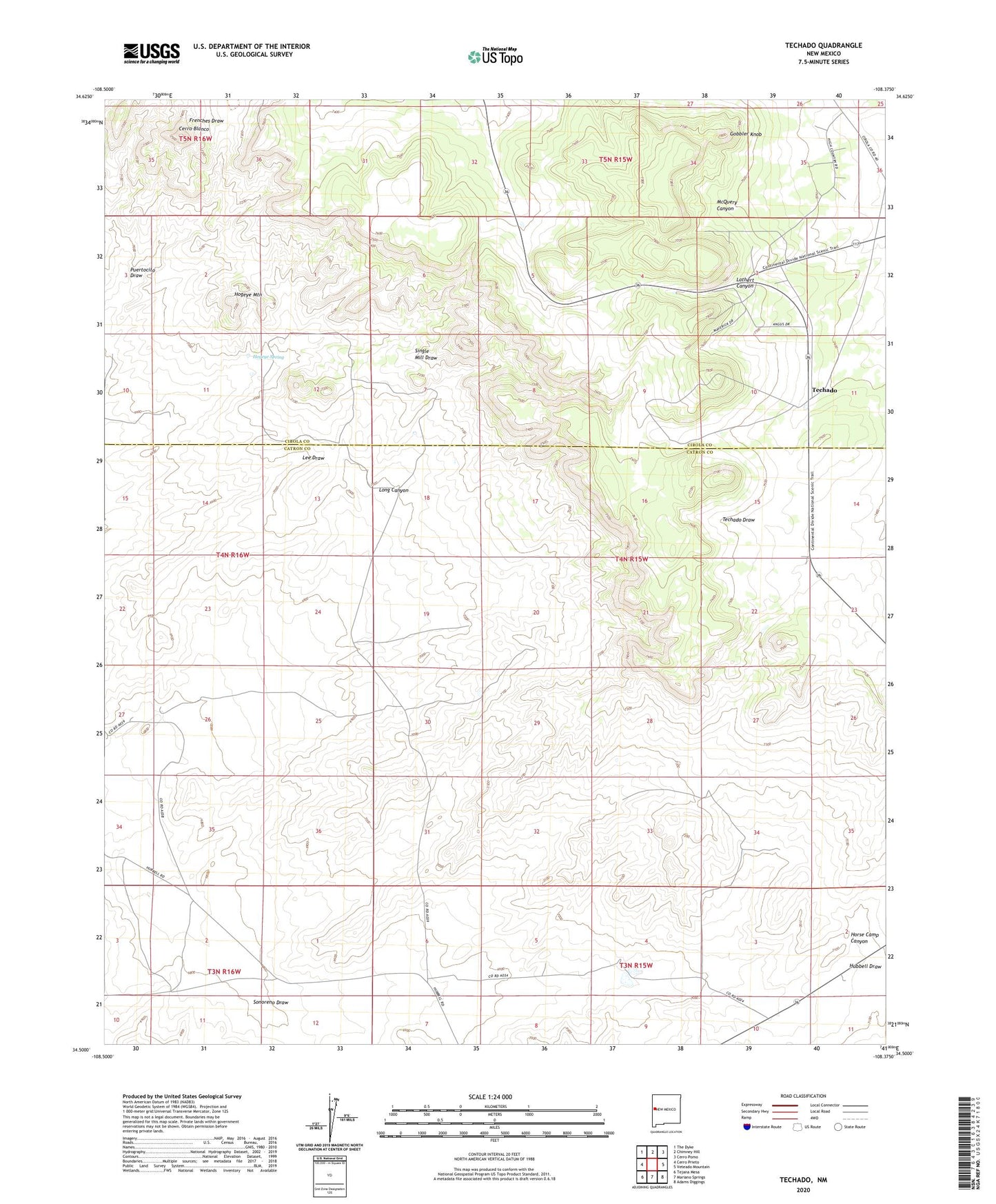 Techado New Mexico US Topo Map Image