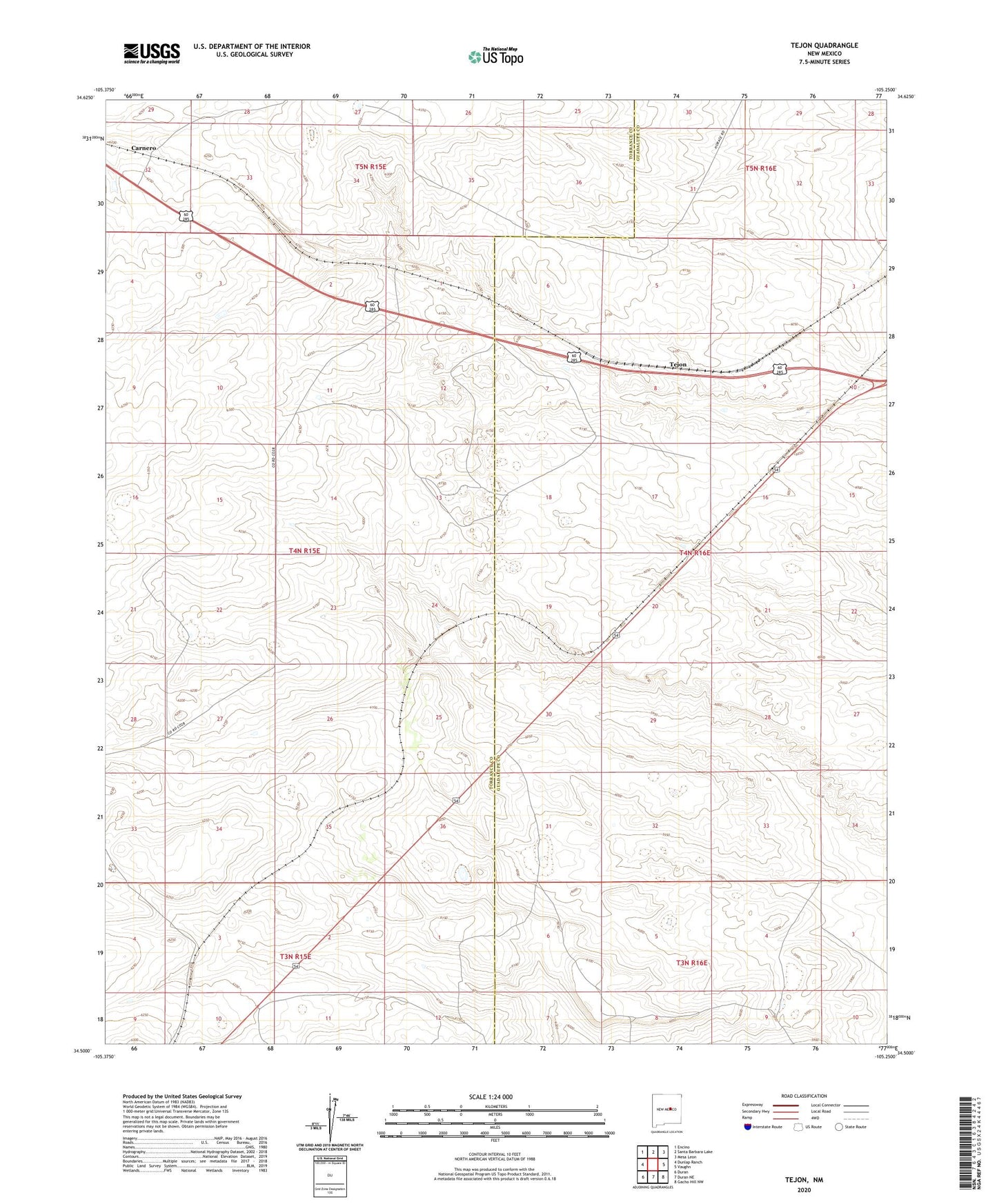 Tejon New Mexico US Topo Map Image