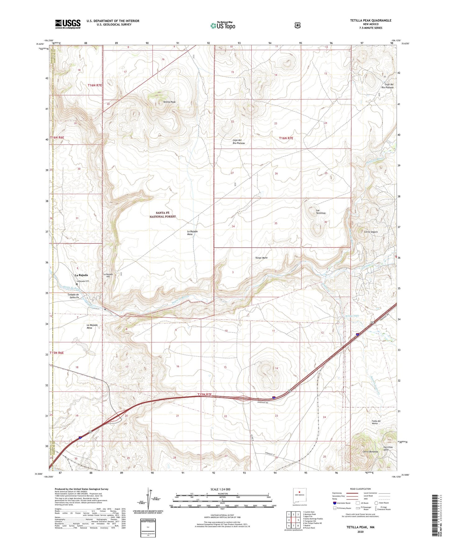 Tetilla Peak New Mexico US Topo Map Image