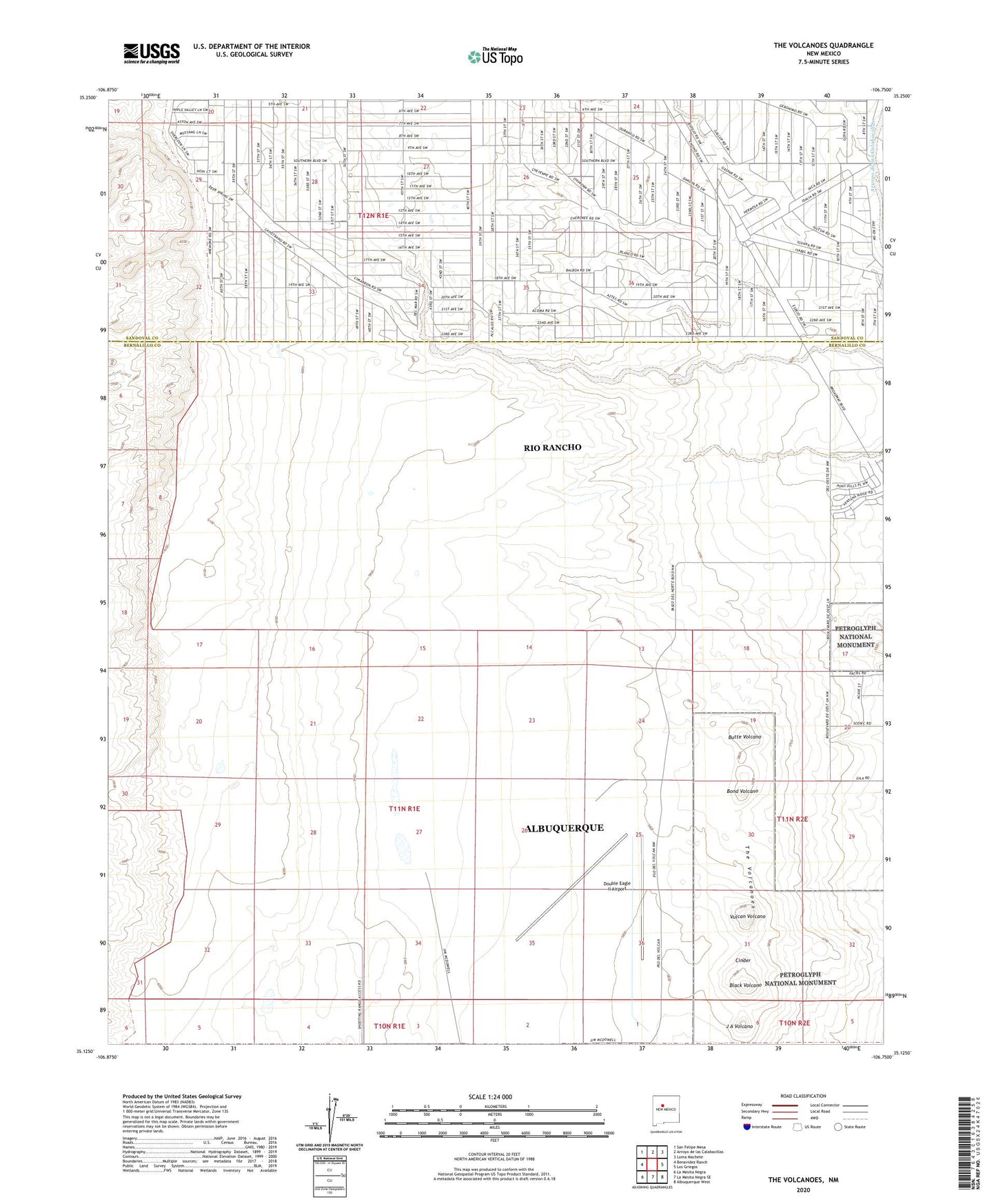 The Volcanoes New Mexico US Topo Map Image
