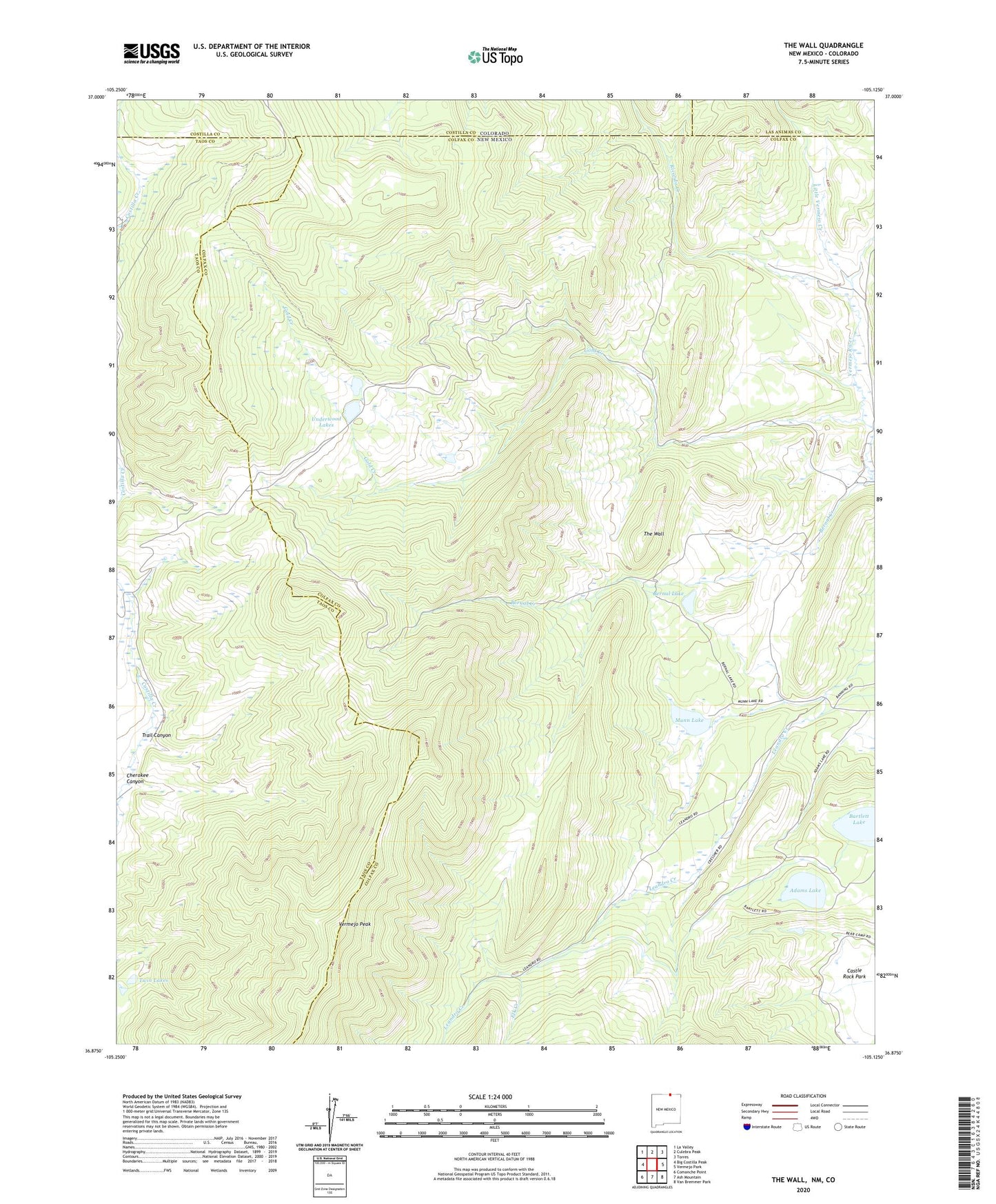 The Wall New Mexico US Topo Map Image