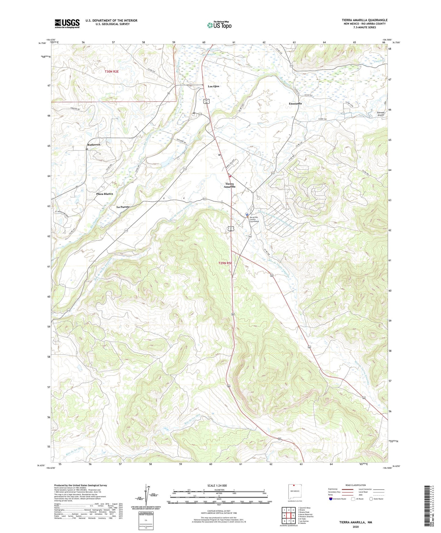 Tierra Amarilla New Mexico US Topo Map Image