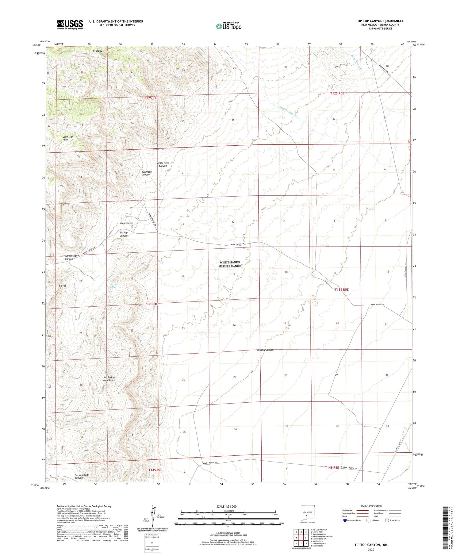 Tip Top Canyon New Mexico US Topo Map Image