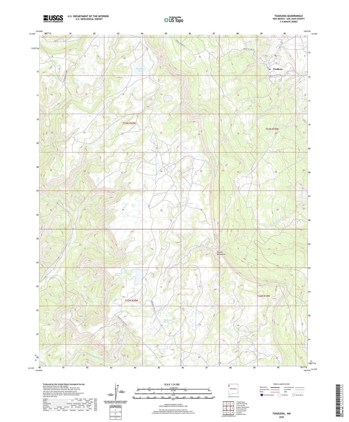 Toadlena New Mexico US Topo Map Image